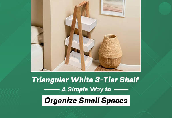 Slim Triangular 3-Tier White Shelf