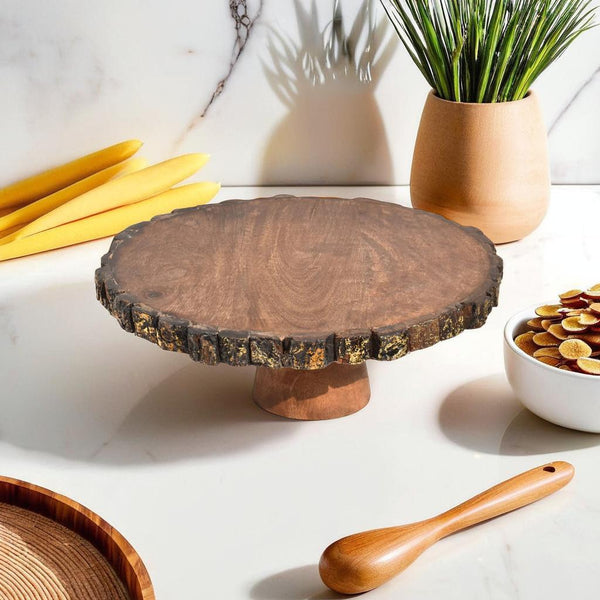 Wooden Round Cake Stand, Round Cake Dessert Serving Tray