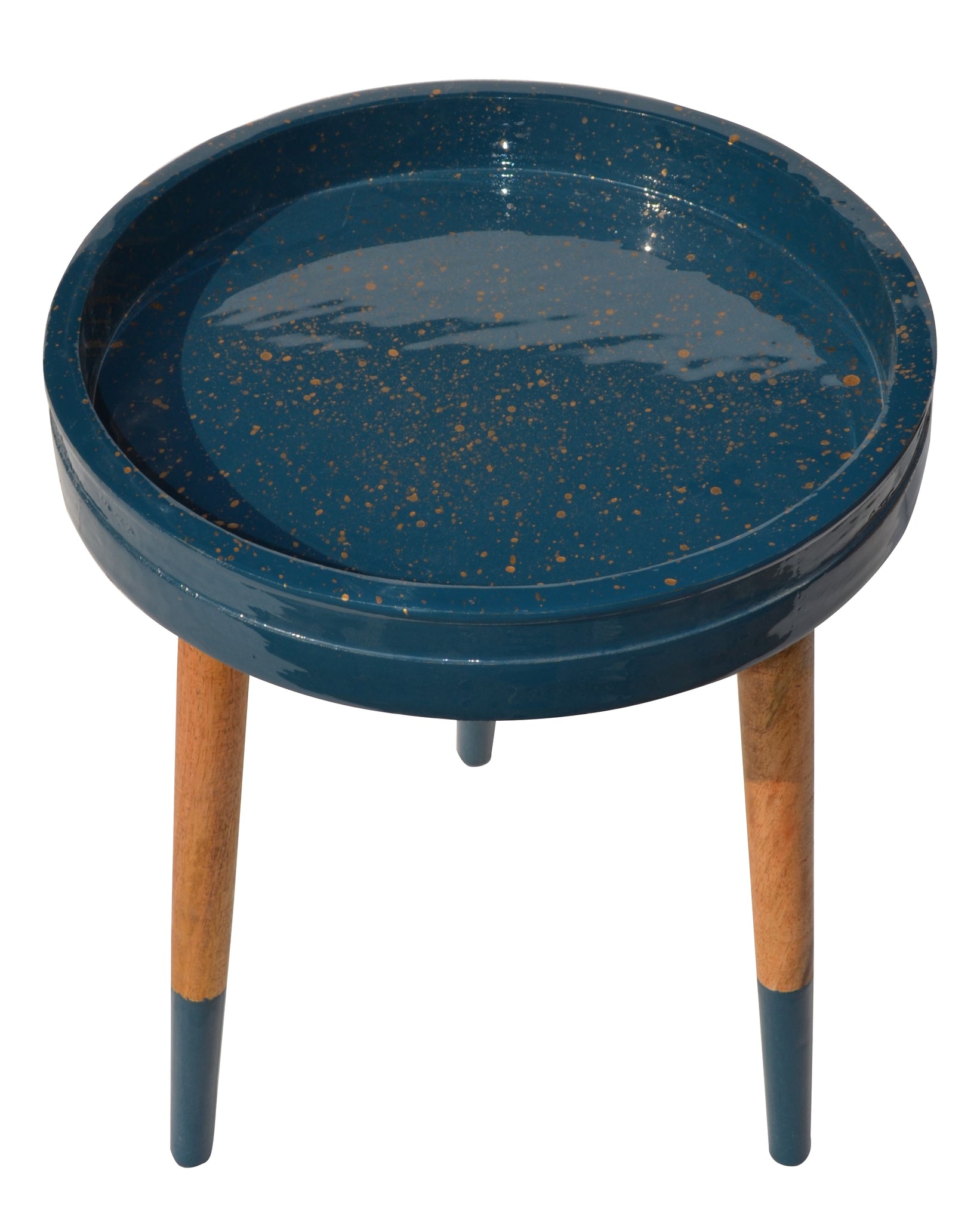 Blue Decal work Round Side Wooden Table