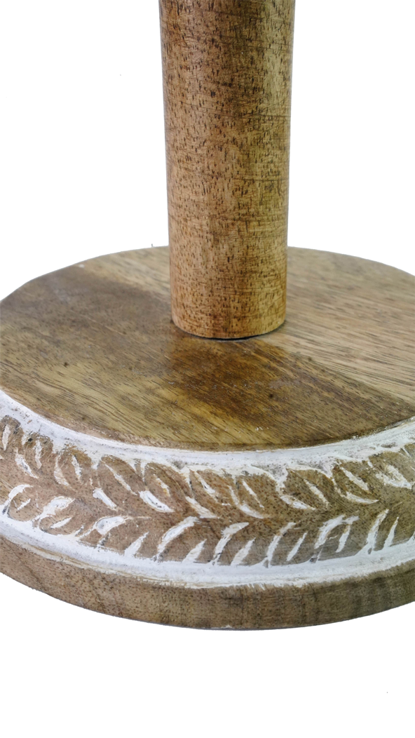 Wooden Carved Napkin Holder ( White-Natural )