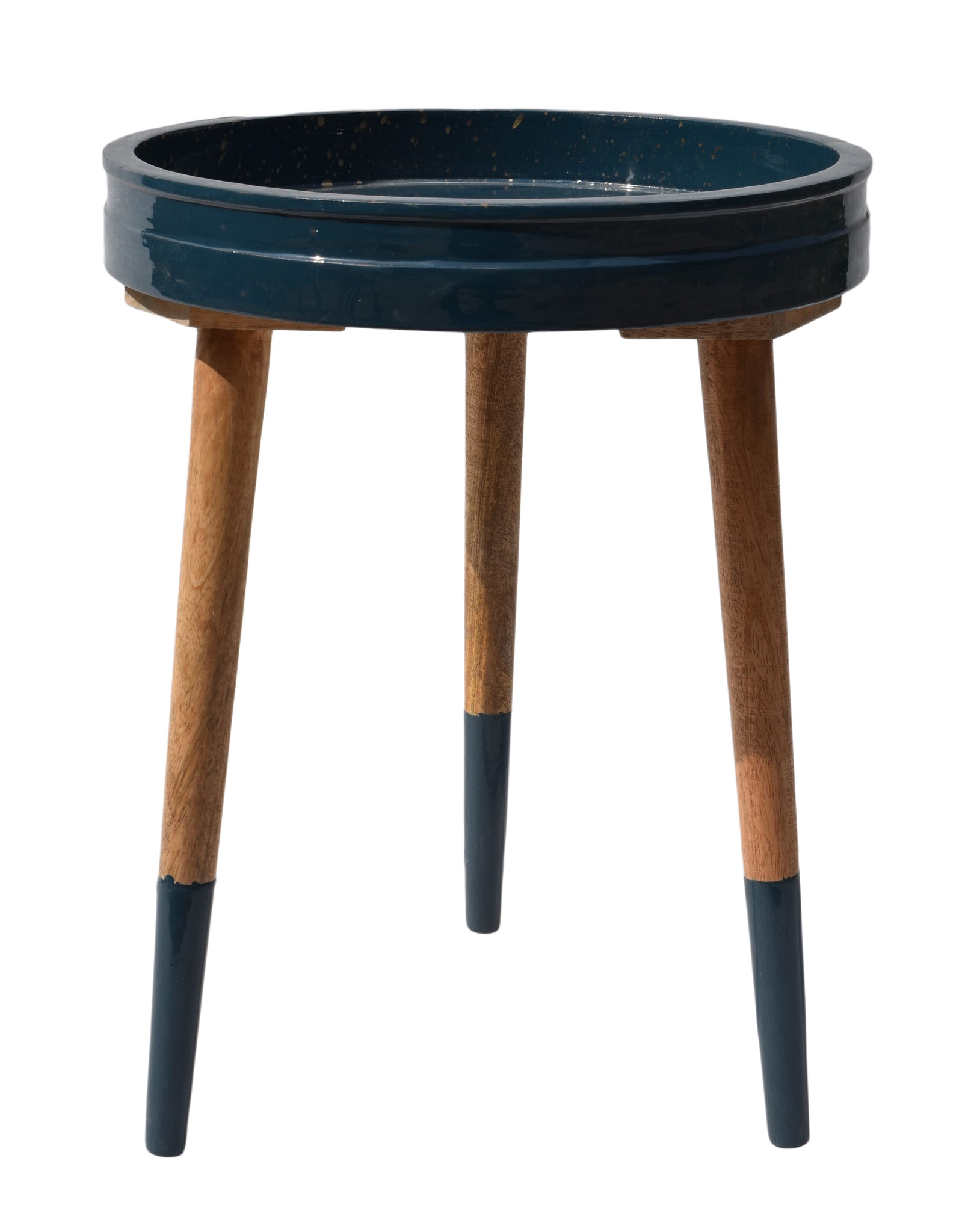 Blue Decal work Round Side Wooden Table