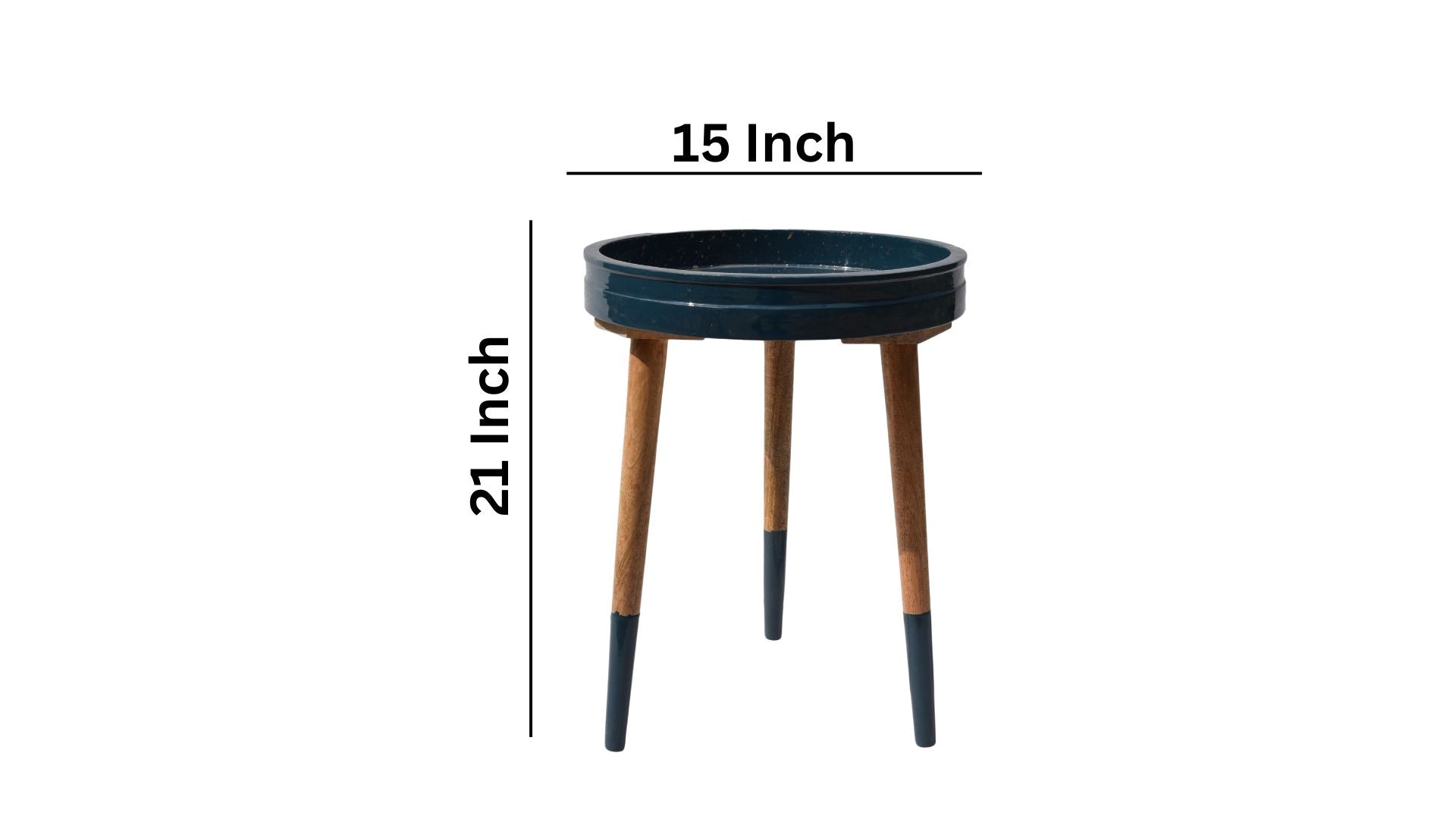 Blue Decal work Round Side Wooden Table