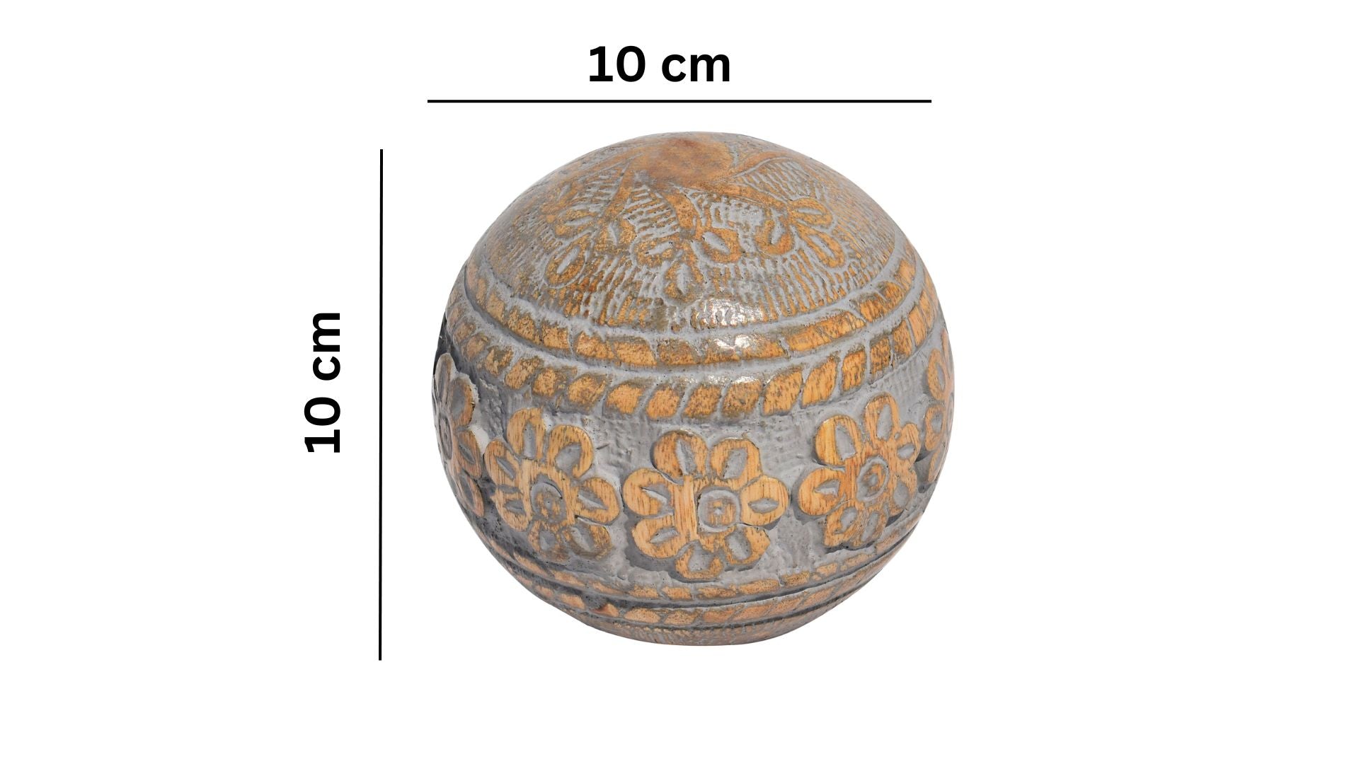 Gray Antique Mango Wooden Orbs | 10x10 CM | Decorative Gift
