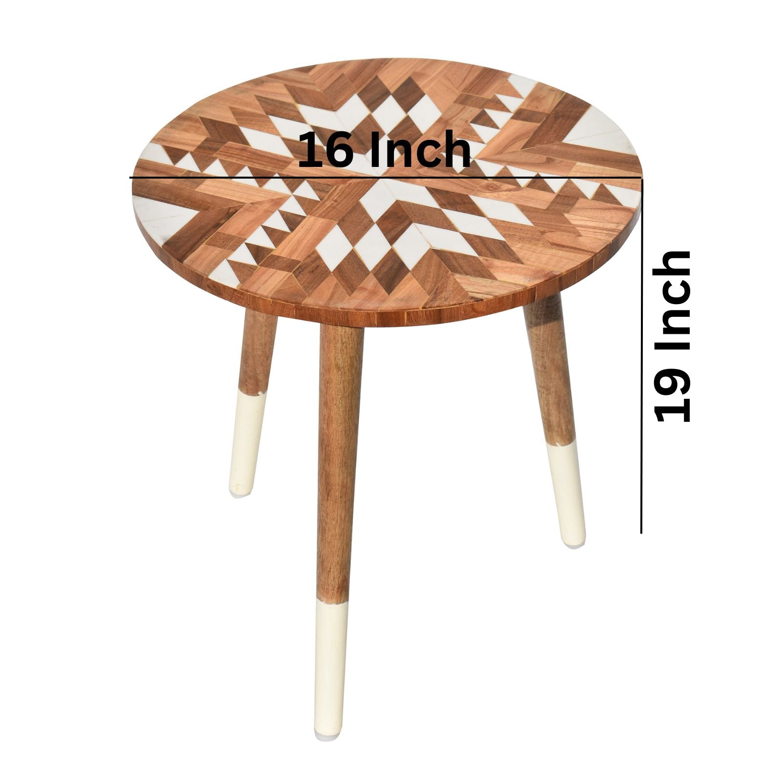Geometric natural and white pattern Resin Wooden Table