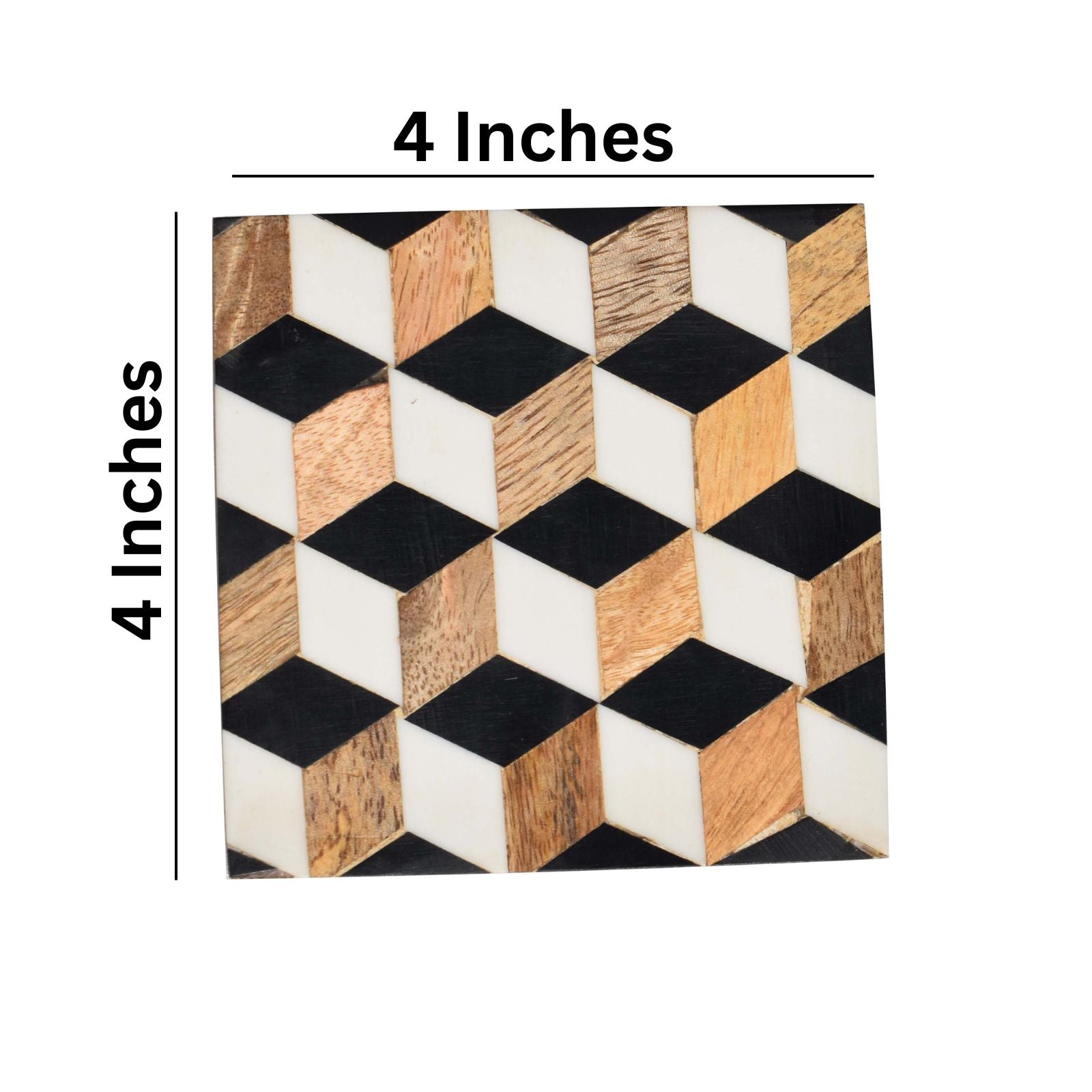 Resin Wooden Coaster(Black and white geometrical Resin)