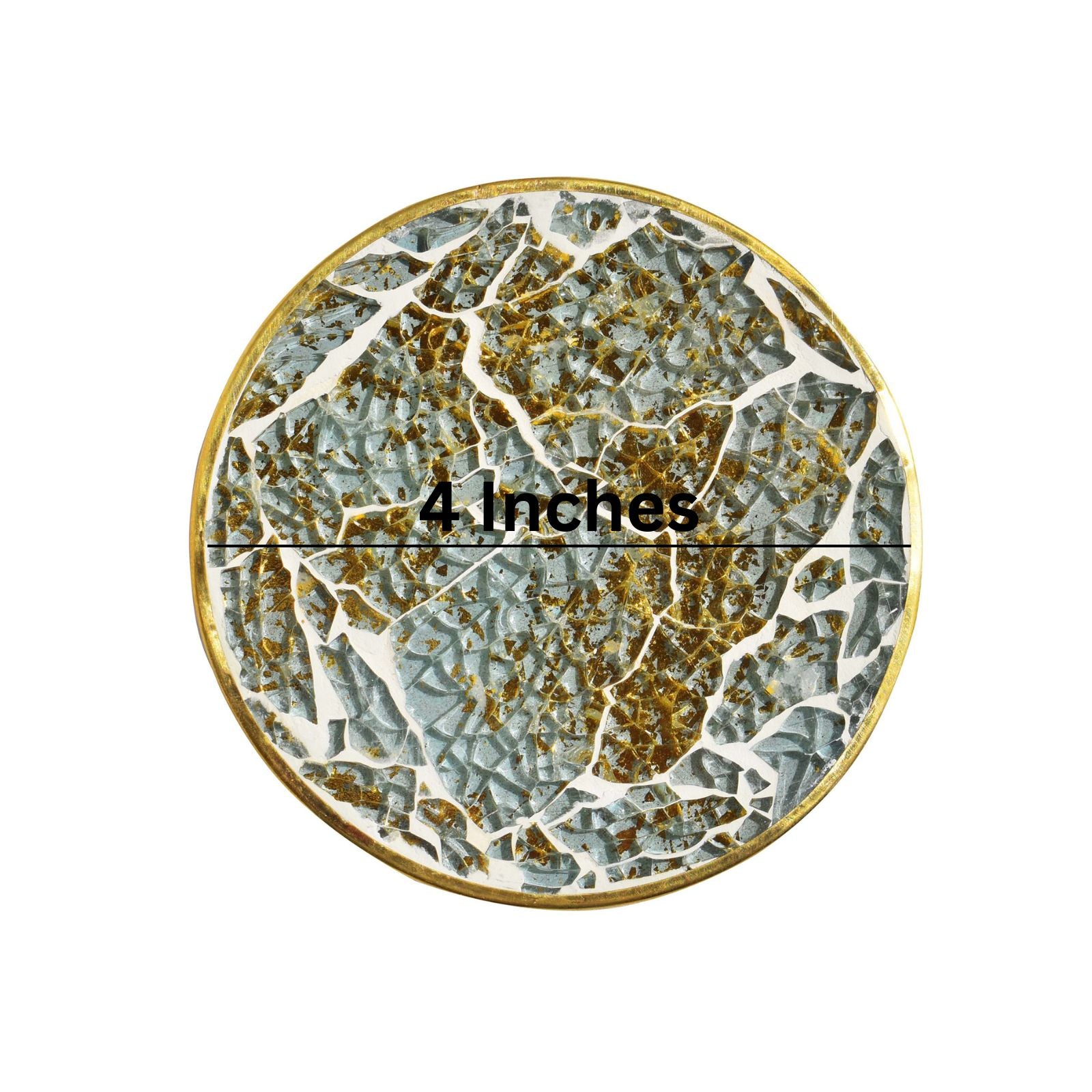 Wooden Mosaic Coaster(Turqoise and Gold Glass and Resin)