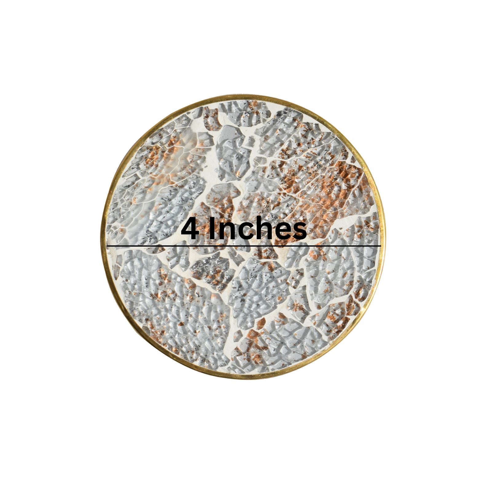 Mosaic Wooden Coaster (White and Gold Glass and Resin)