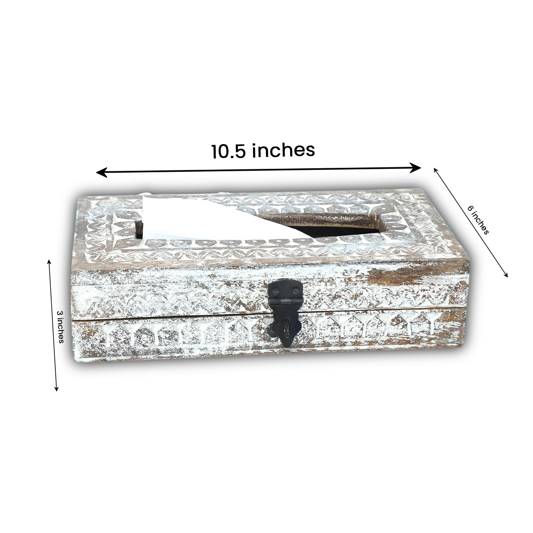 Wooden Carved Tissue Holder Box
