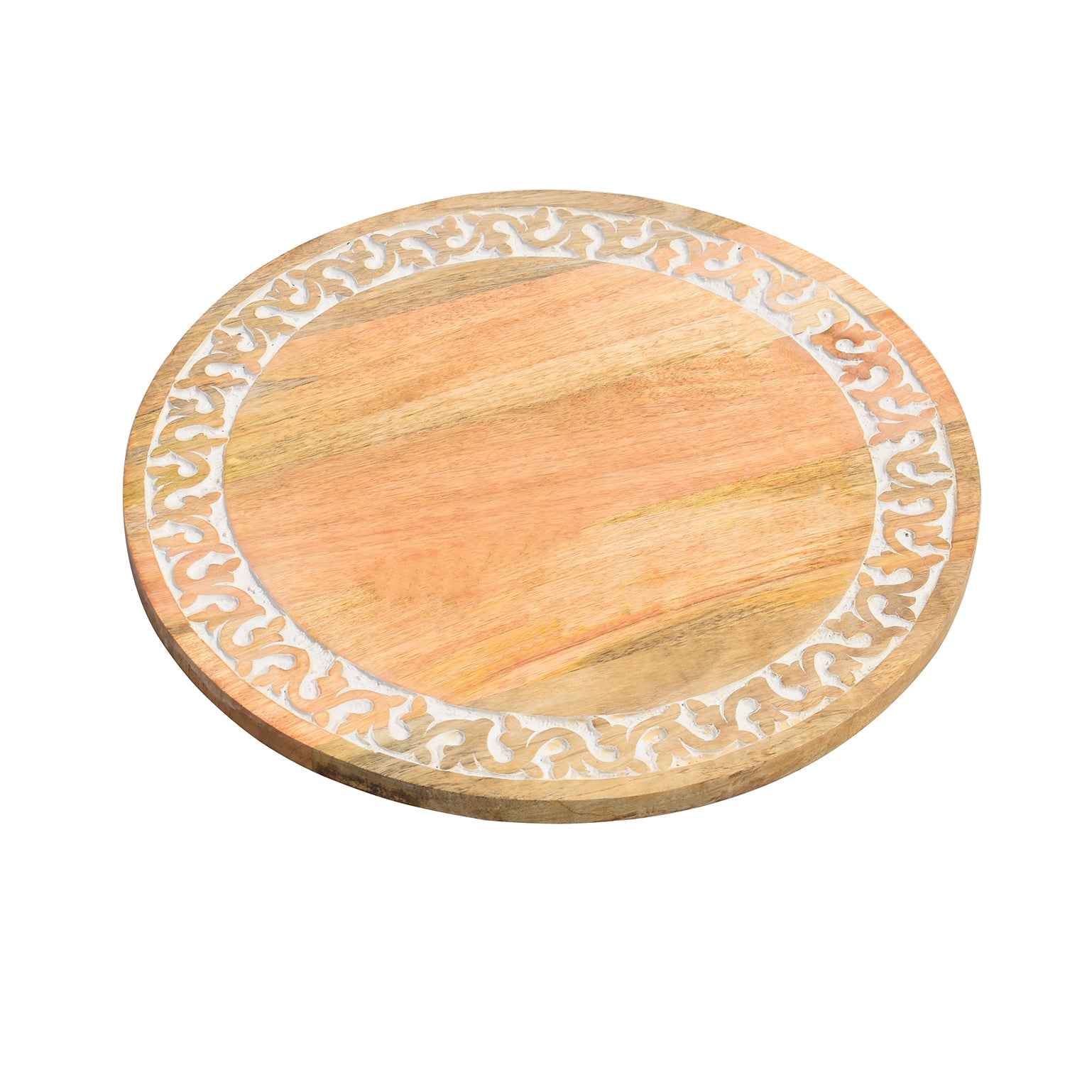 Wooden Detailed border white natural Lazy Susan
