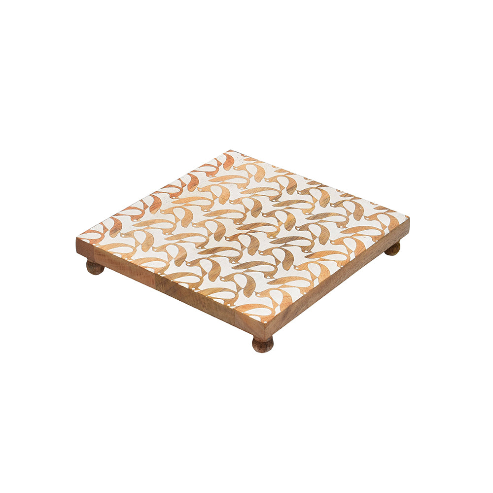 Handcrafted Wooden Decorative Trivet with Intricate Pattern | Kitchen and Tabletop Accessory