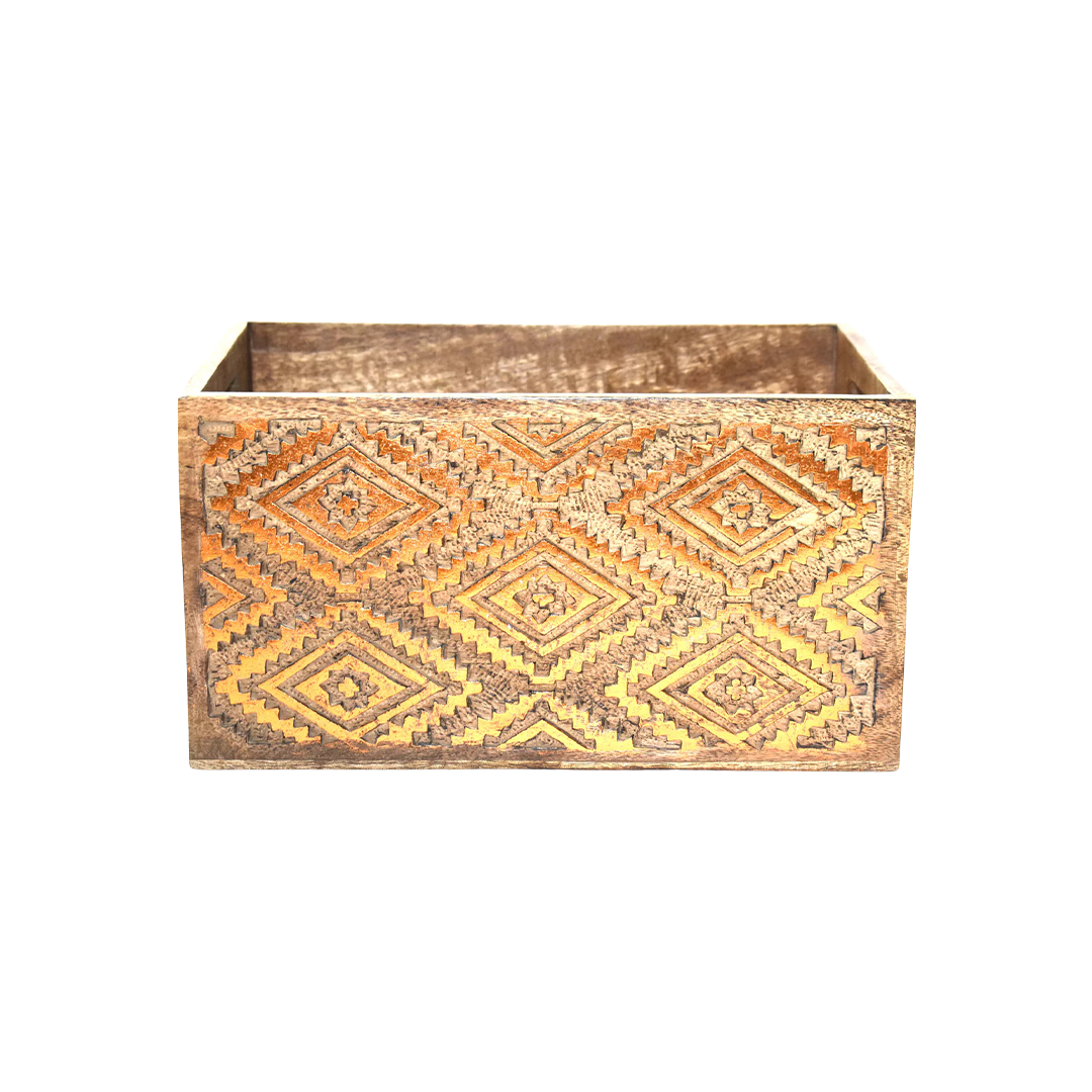 Wooden Carved Storage Crate