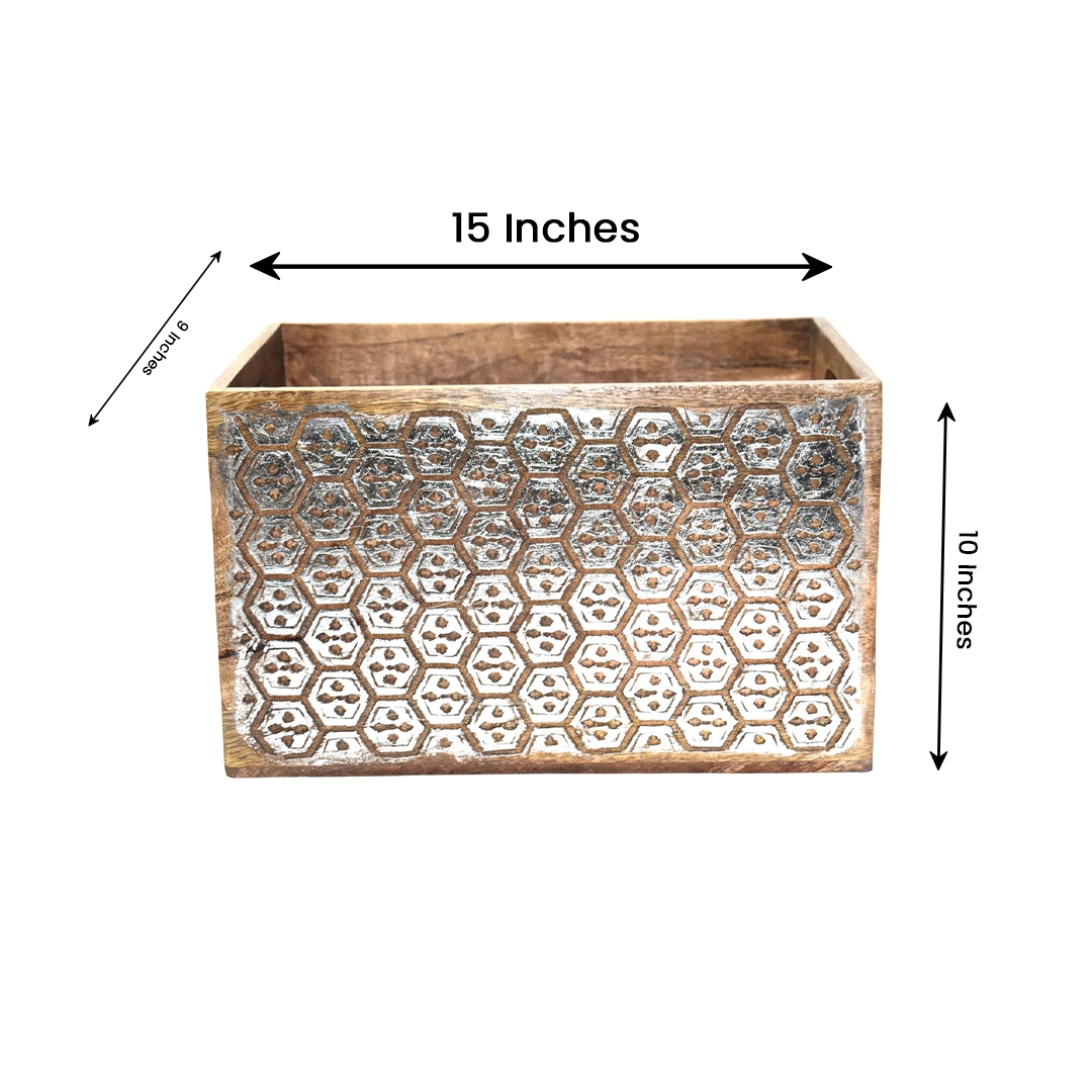Wooden Carved Storage Crate