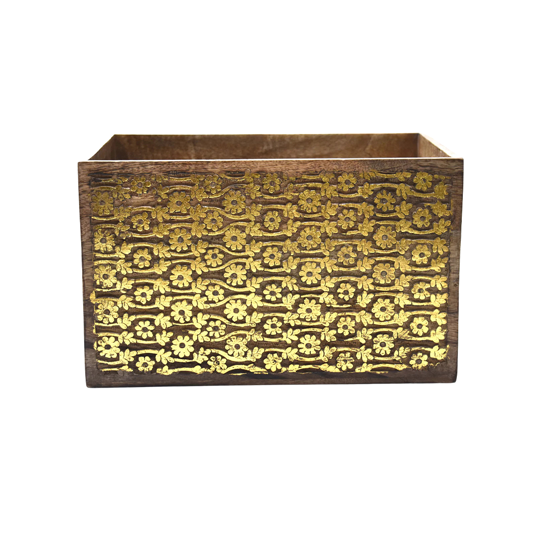 Wooden Carved Storage Crate