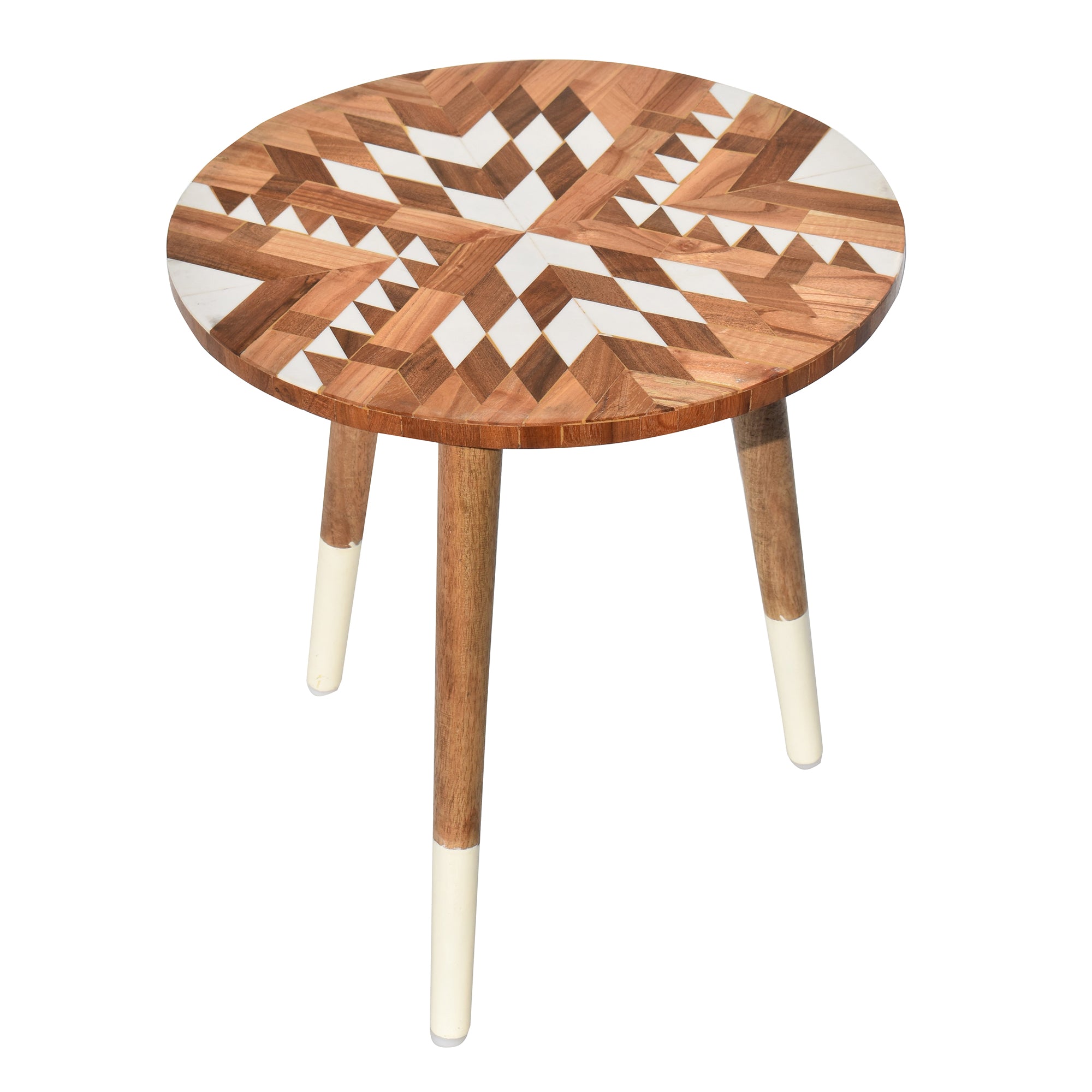 Geometric natural and white pattern Resin Wooden Table