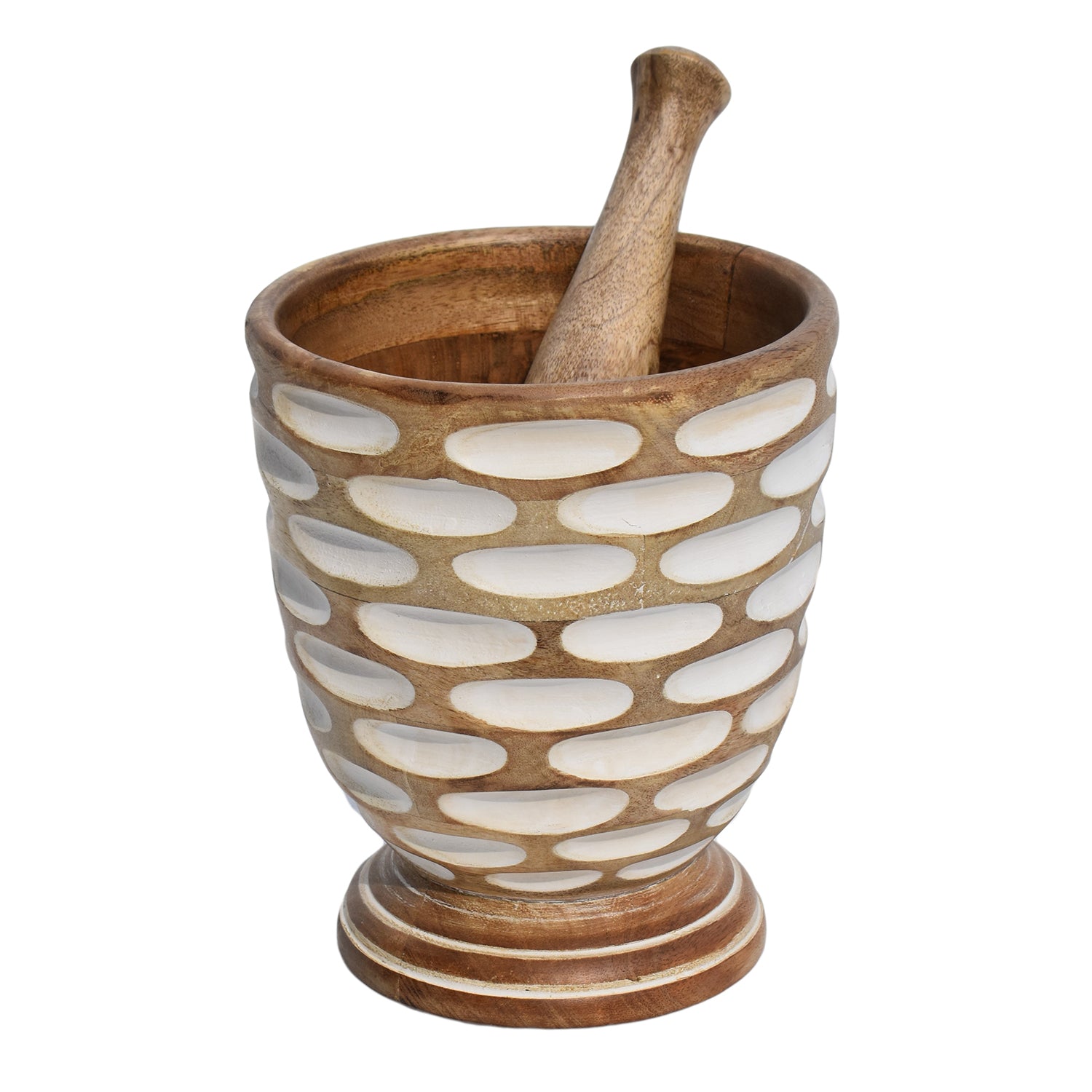 Wooden Carved Mortar & Pestle