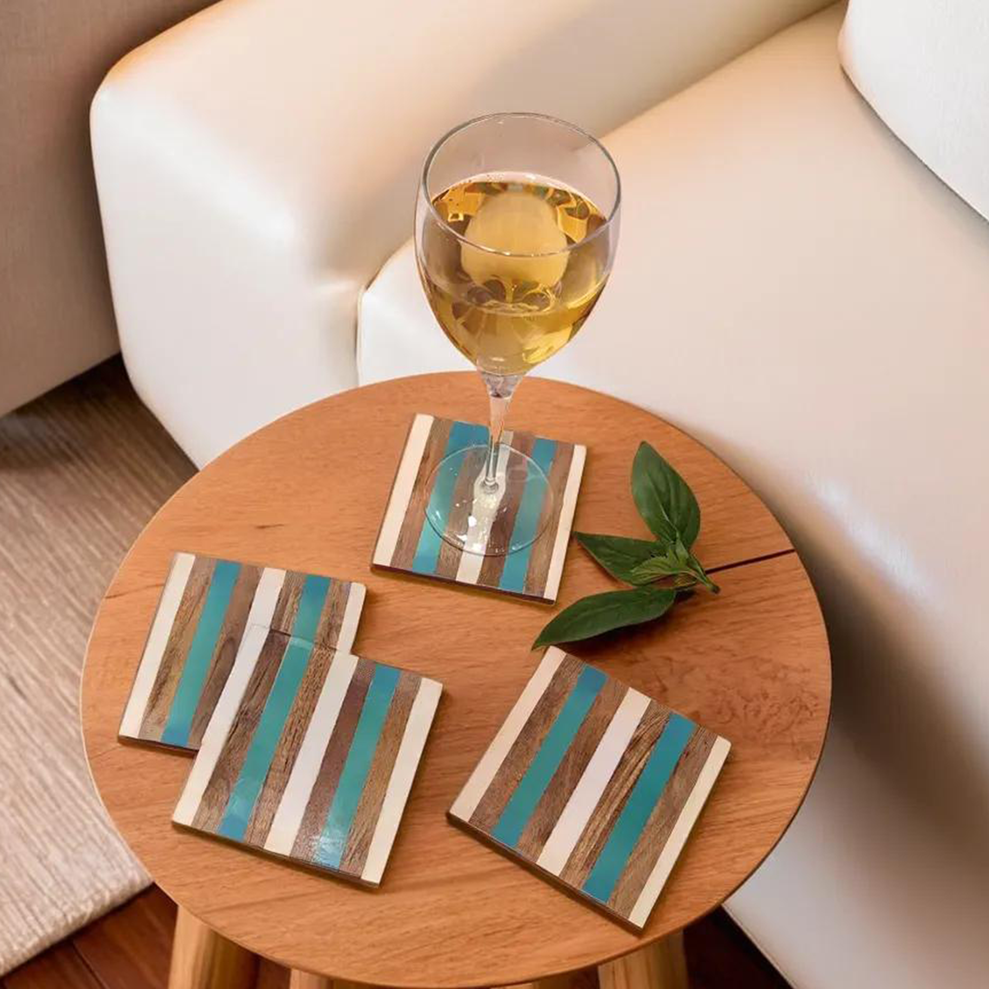 Wooden Resin Coaster(Blue and white Resin)