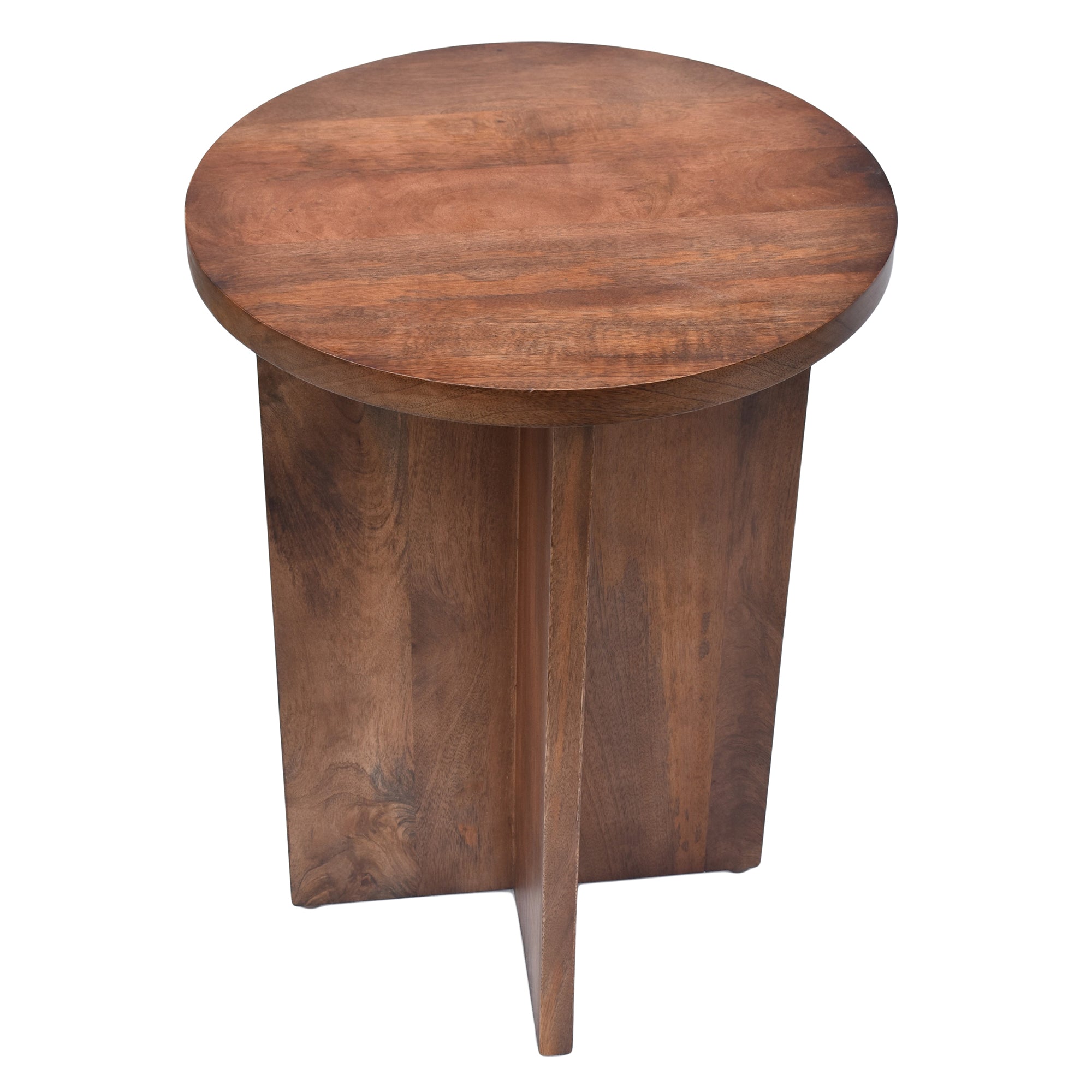 Cross bottom round Wooden Side Table