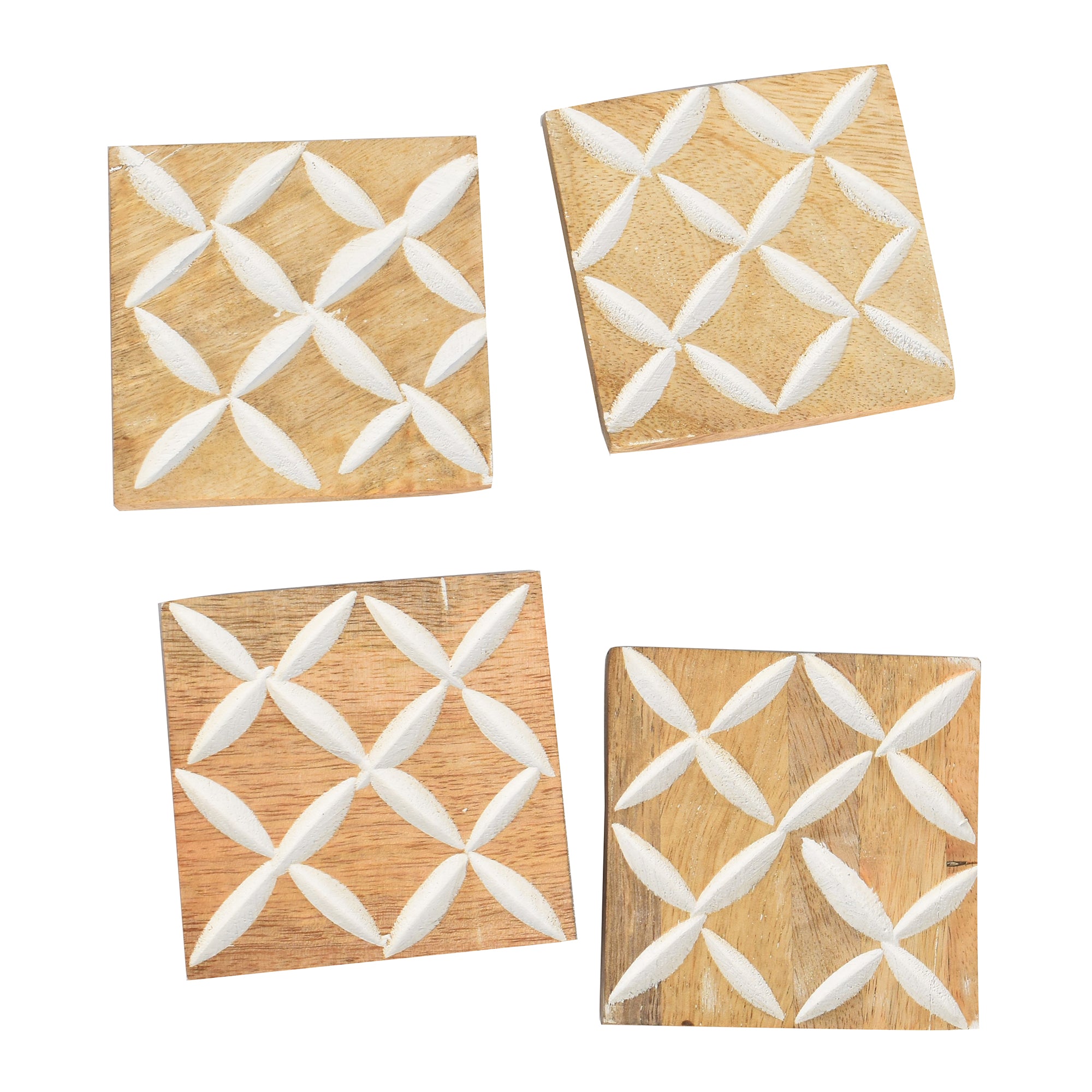 Square Wooden Carved Coasters
