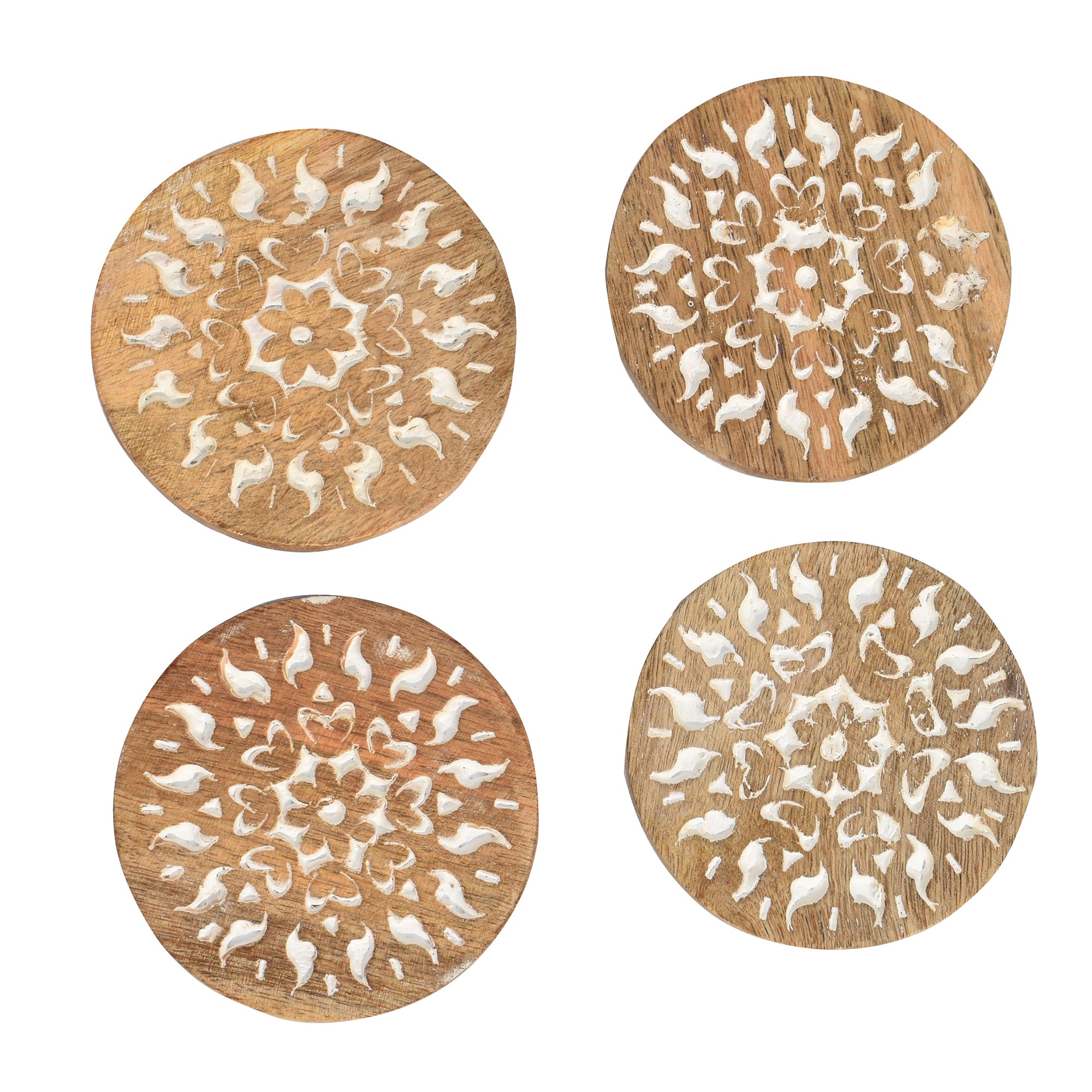 Round Wooden Carved Coasters