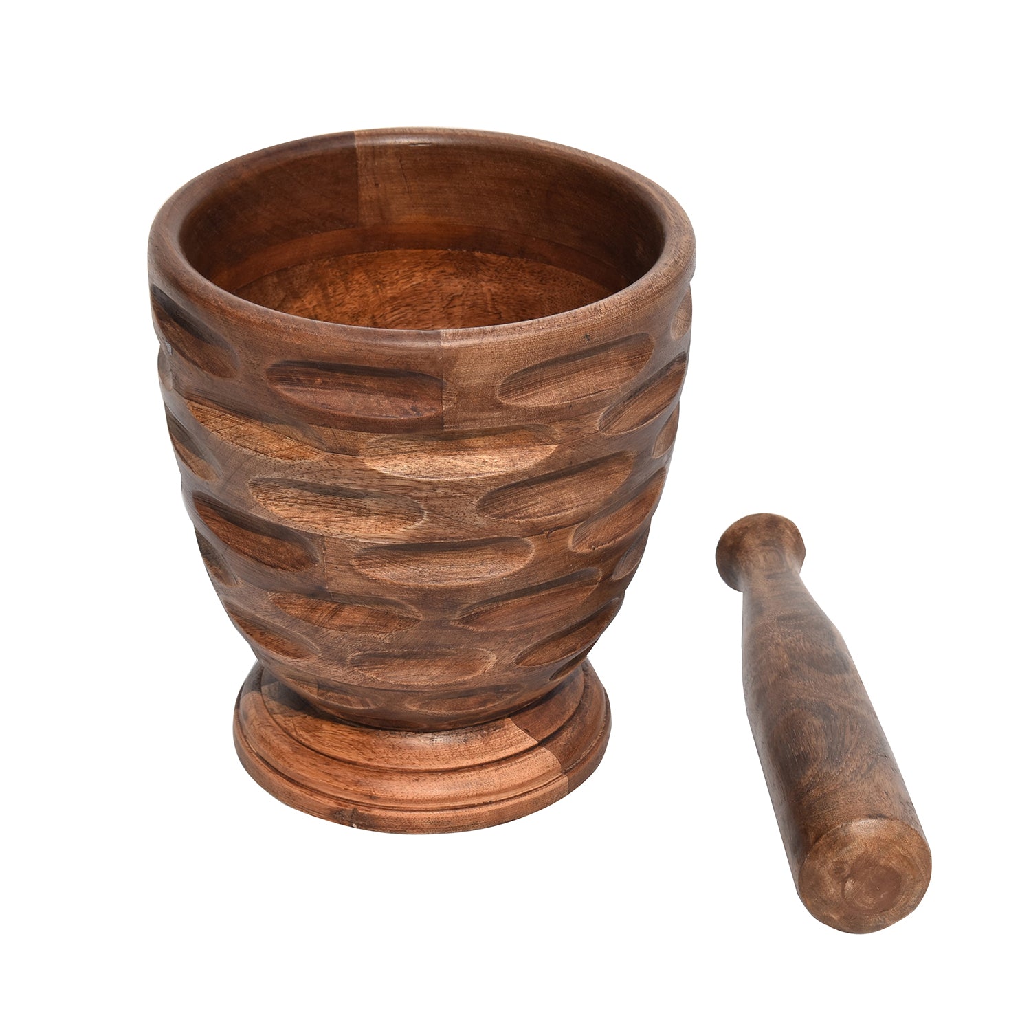 Wooden Carved Mortar & Pestle