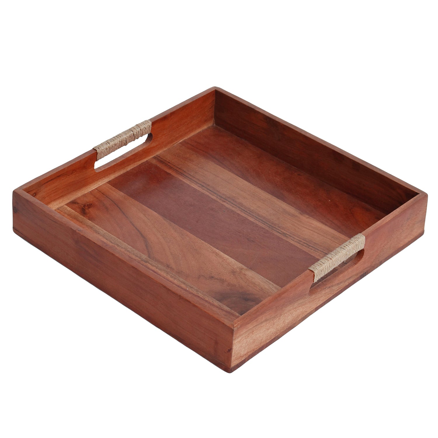 Jute Wooden handles Acacia tray