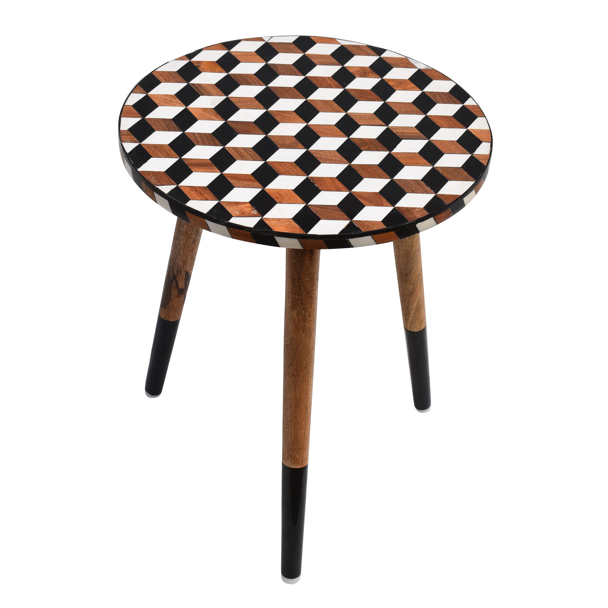 Cube pattern Resin Wooden Table