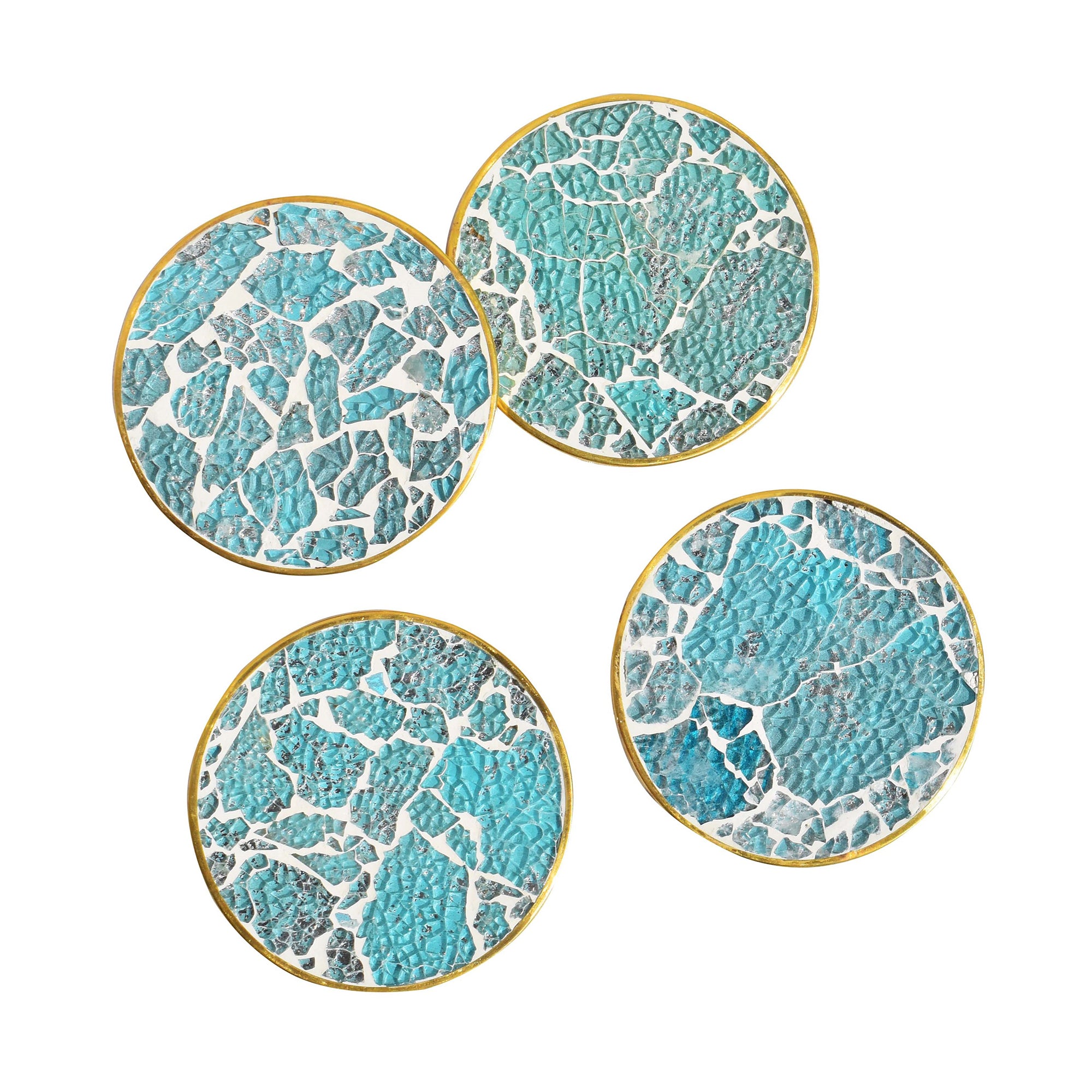 Mosaic Wooden Coaster(Turqoise Glass and Resin)