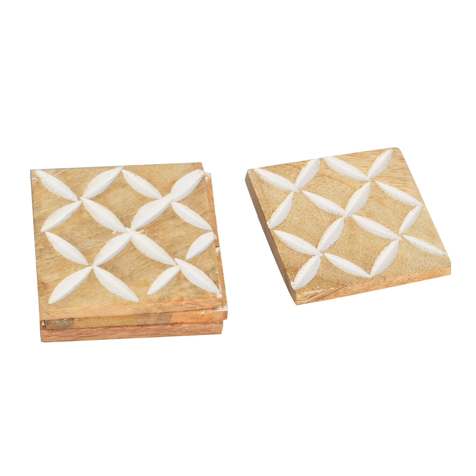 Square Wooden Carved Coasters
