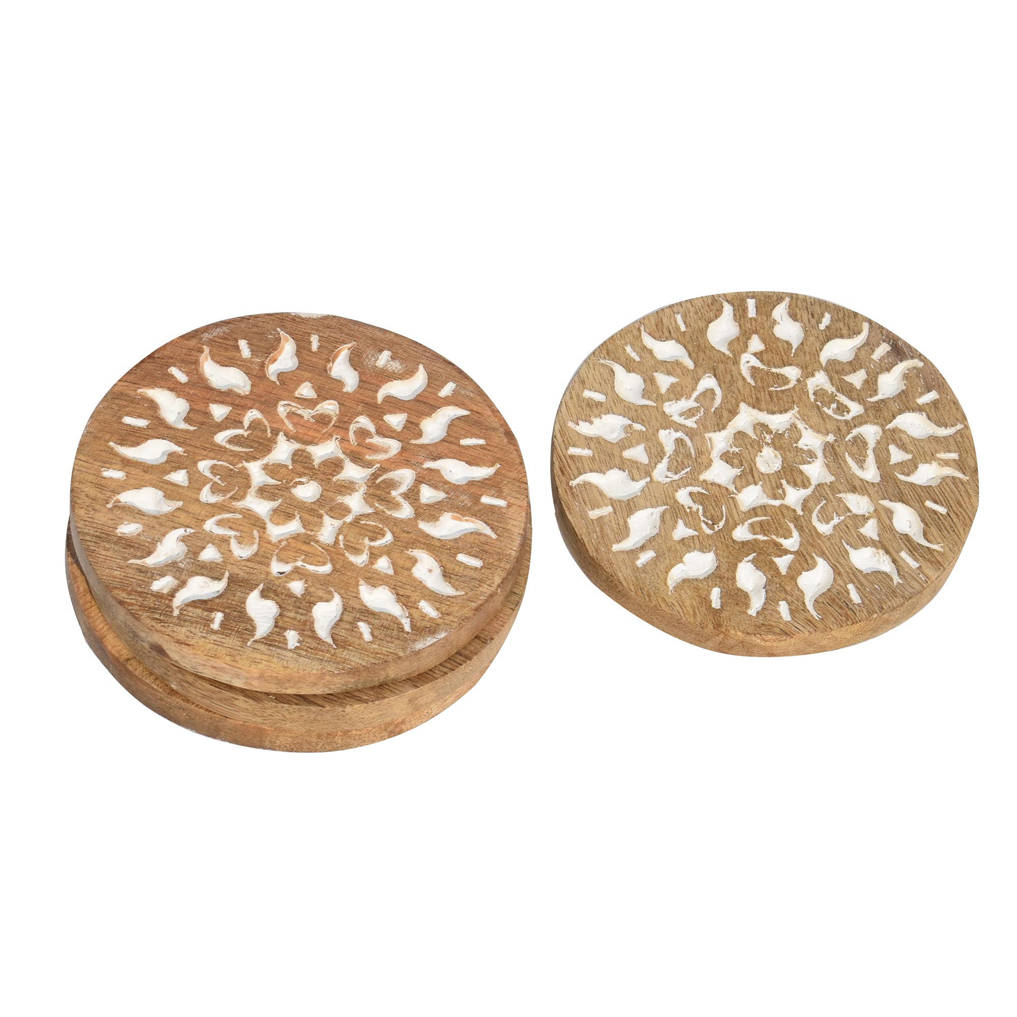 Round Wooden Carved Coasters