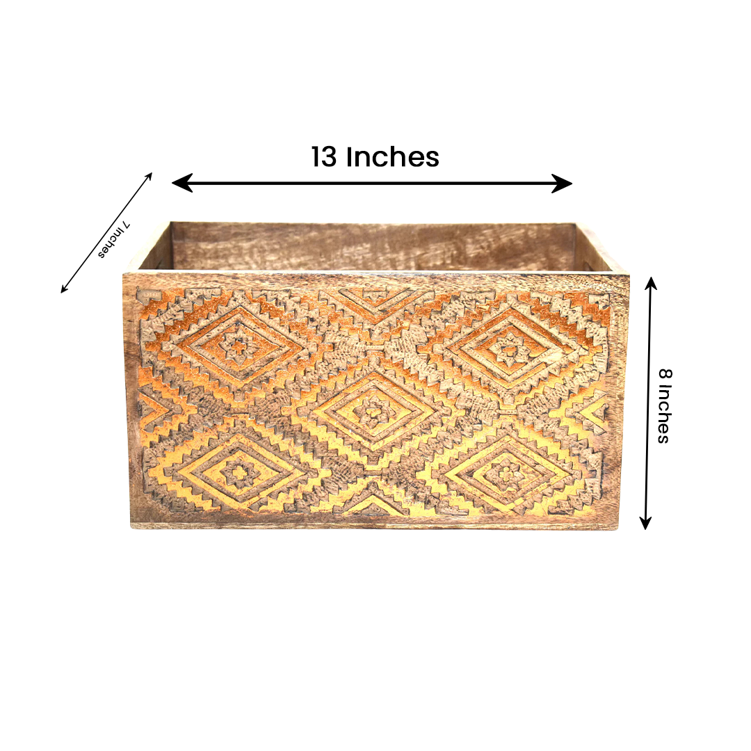 Wooden Carved Storage Crate