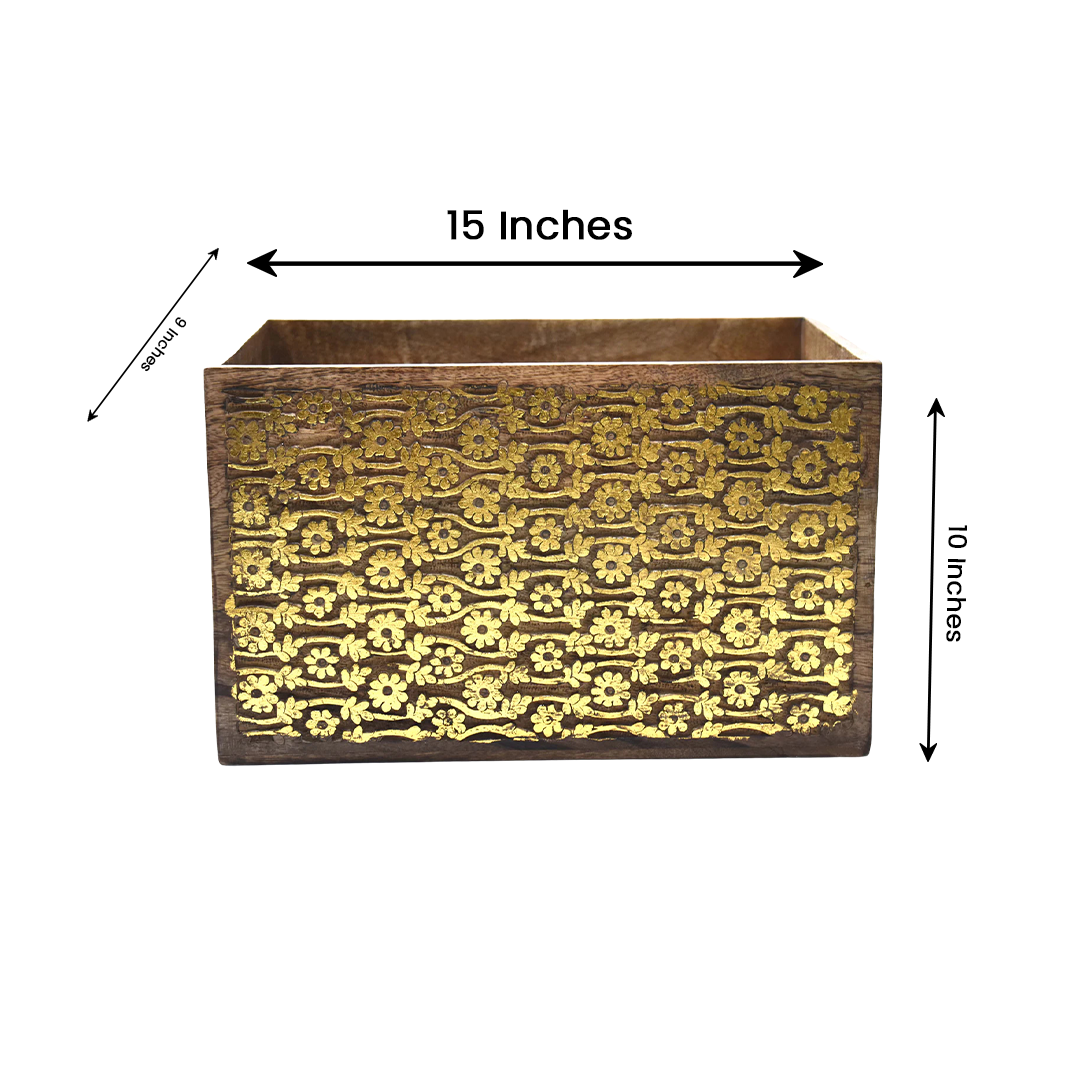 Wooden Carved Storage Crate