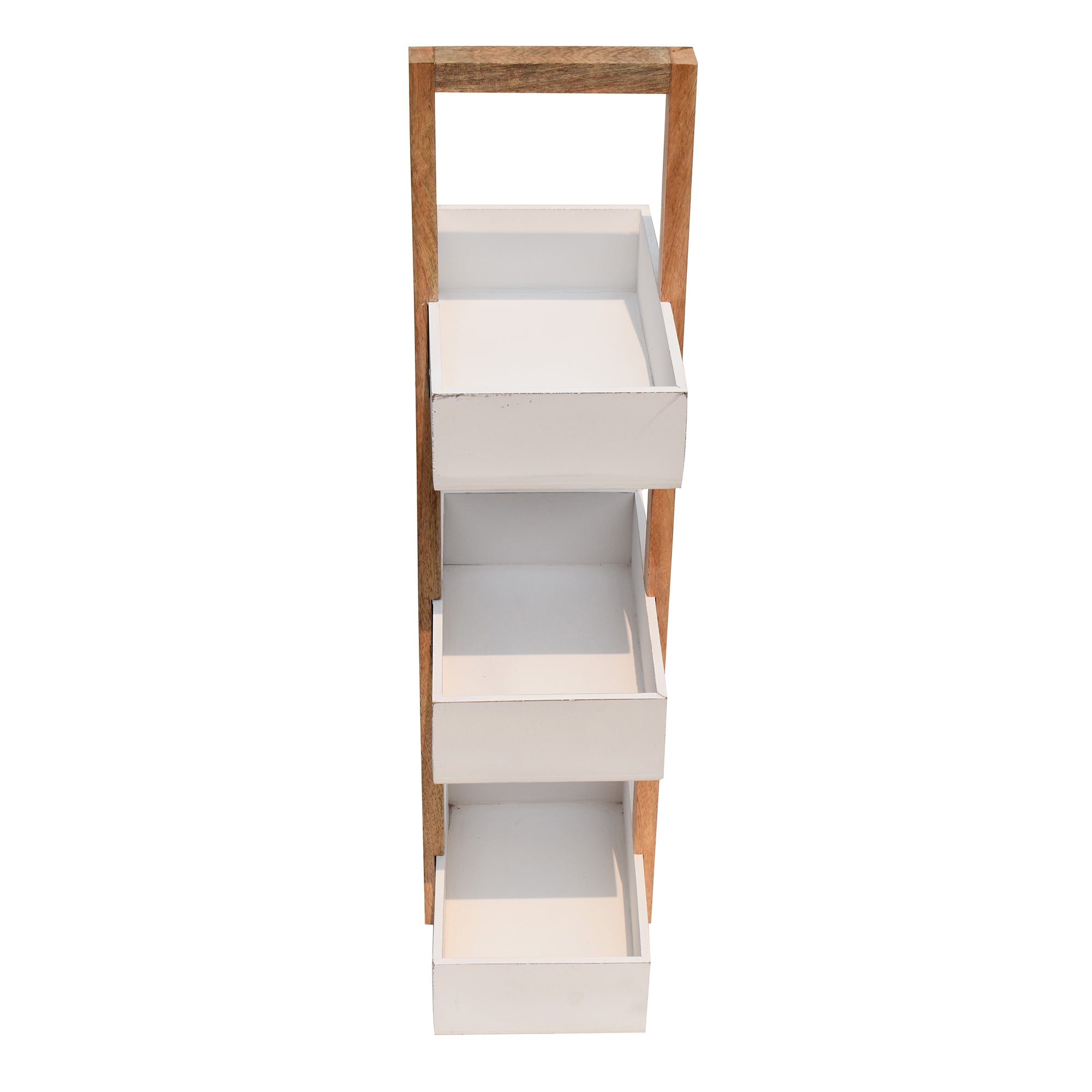 Straight white 3 Tiers Wooden Storage Organizer rack
