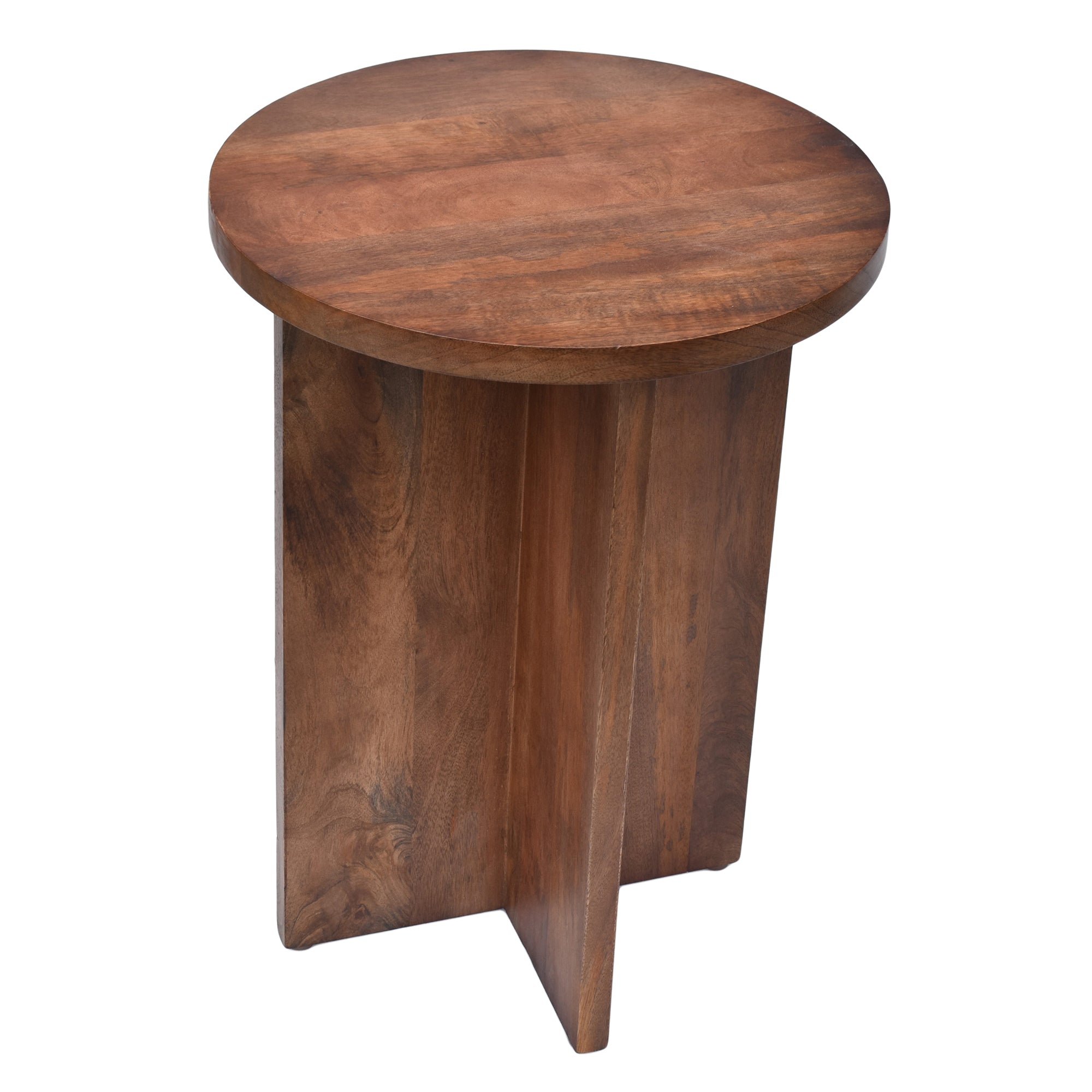 Cross bottom round Wooden Side Table