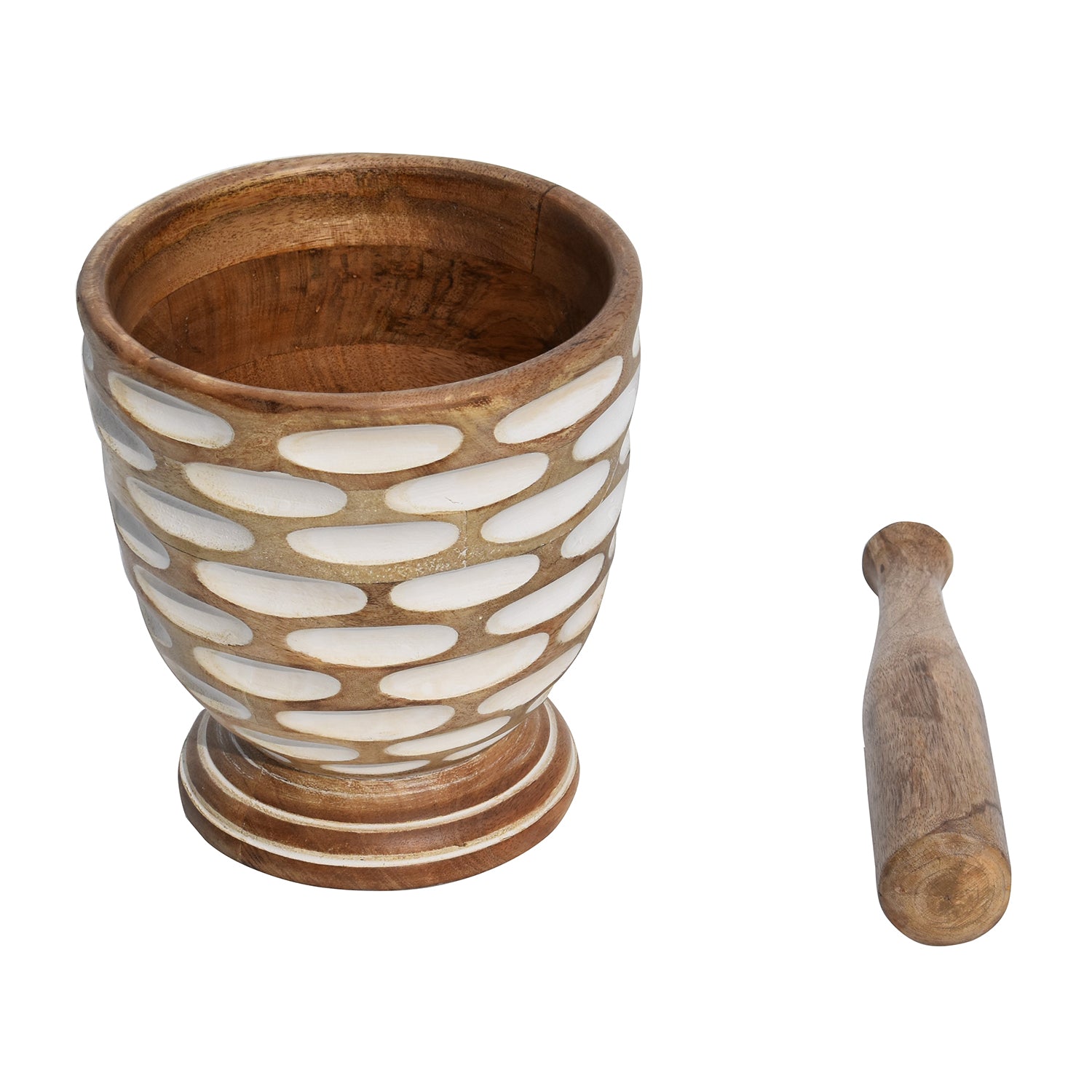 Wooden Carved Mortar & Pestle
