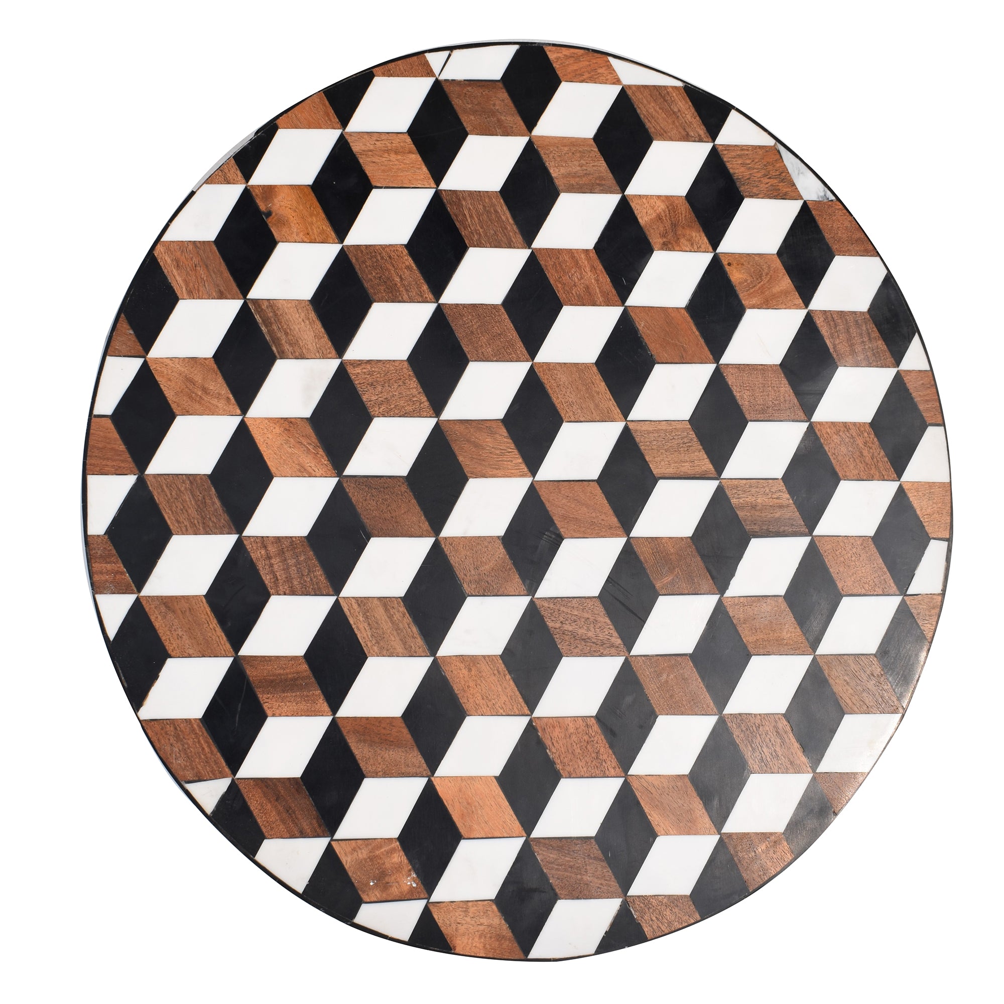 Cube pattern Resin Wooden Table