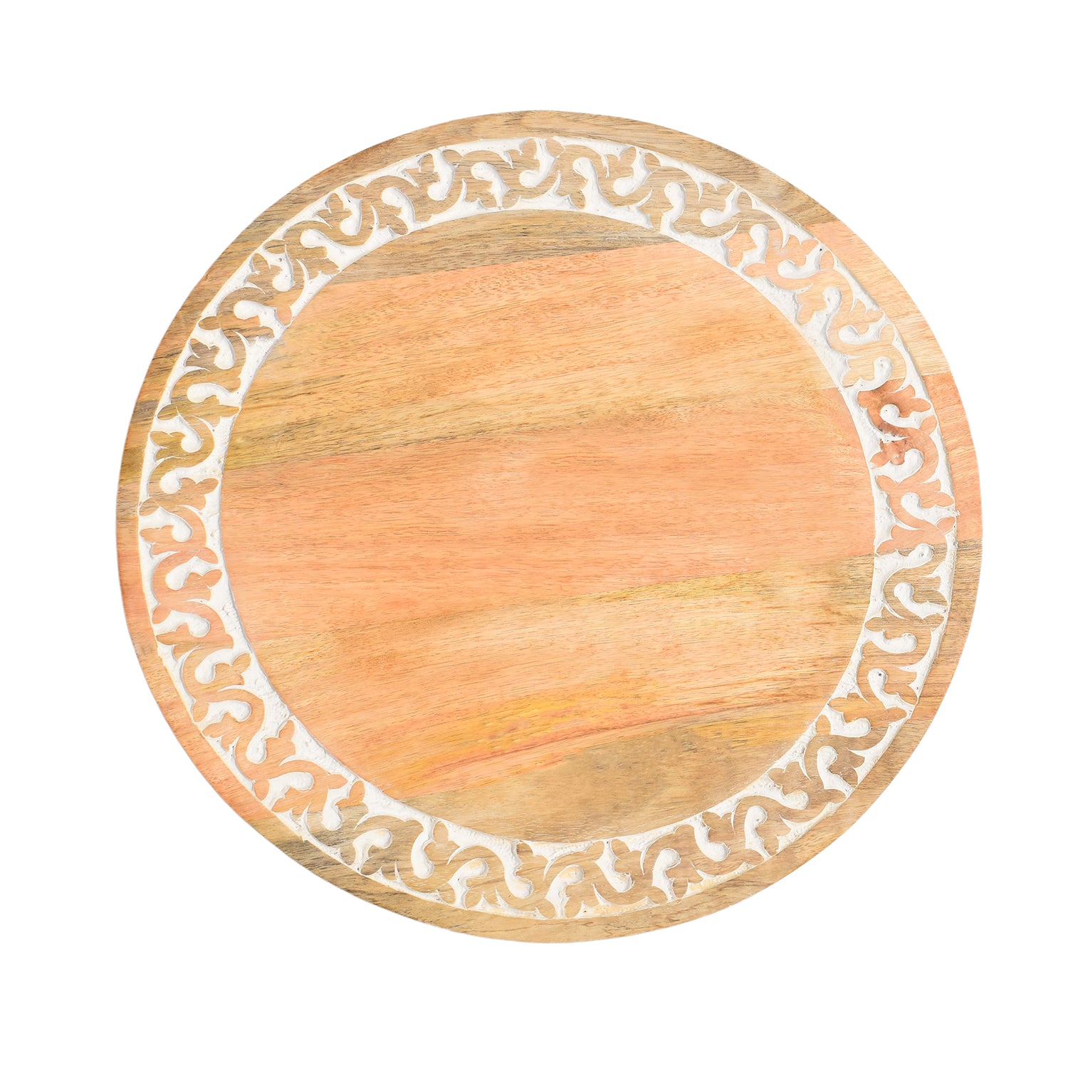 Wooden Detailed border white natural Lazy Susan