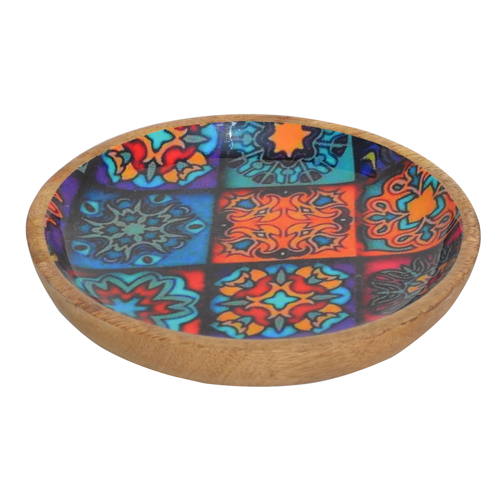 Wooden Decal Round  Serving Platter