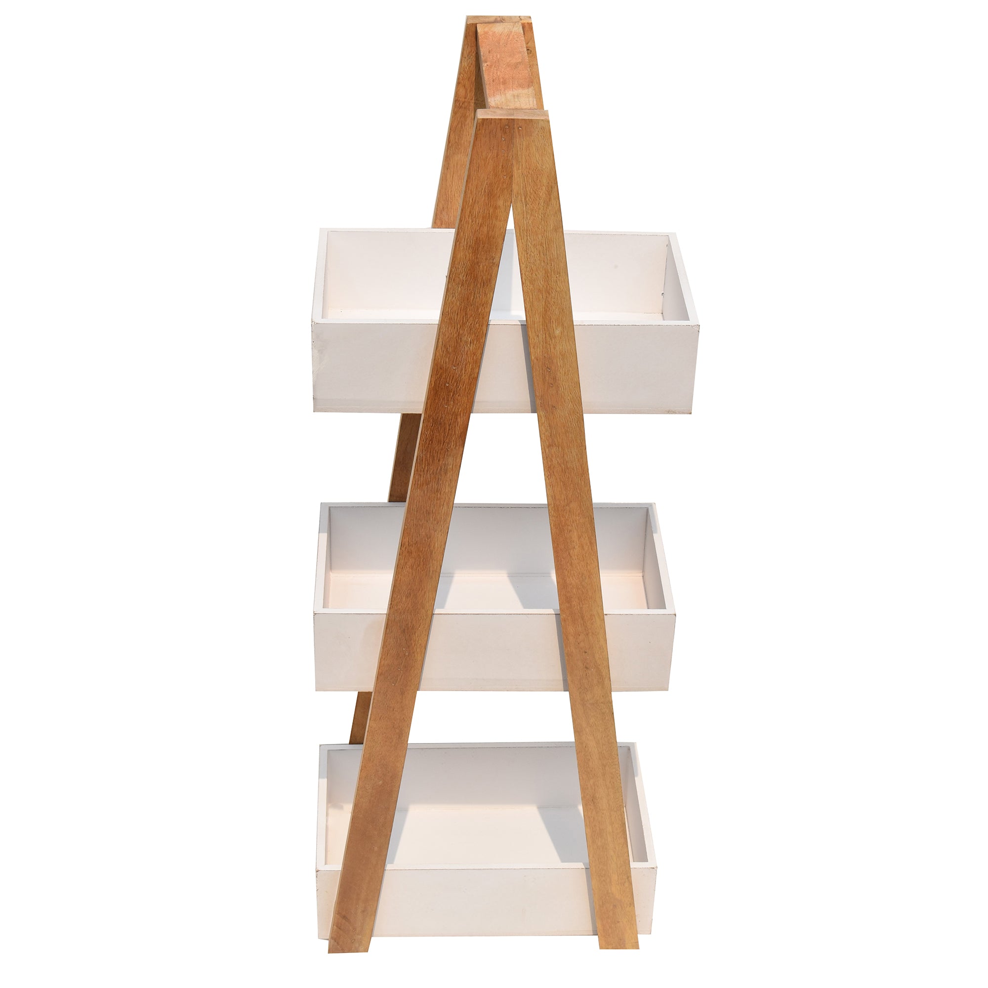 Triangular white 3 Tiers Wooden Storage Organizer Slim Rack Shelf