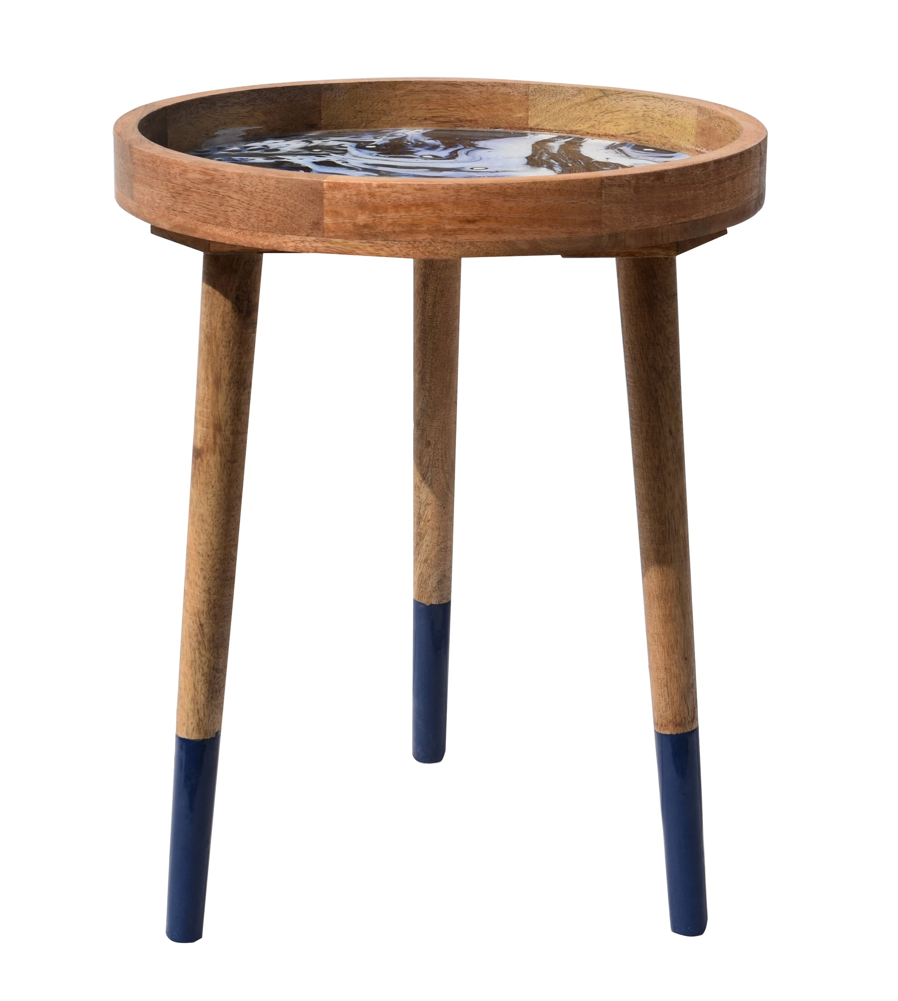 Galaxy Blue Decal work Round Side Wooden Table