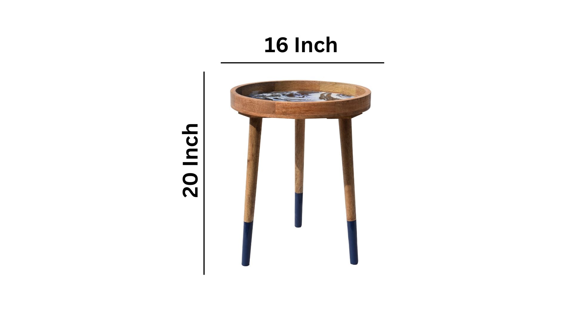 Galaxy Blue Decal work Round Side Wooden Table