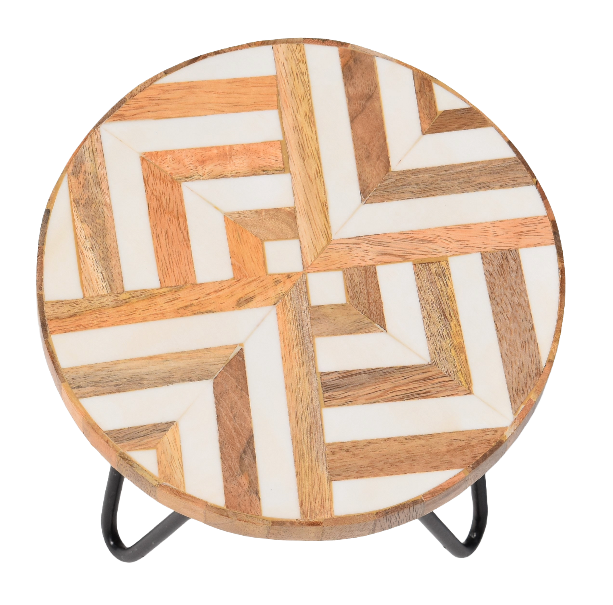 Plant Stand with Wooden Base and Resin Top (20x20cm) | Versatile Indoor/Outdoor Flower Pot Holder, Stool, and Decorative Accent | Modern Home and Garden Decoration