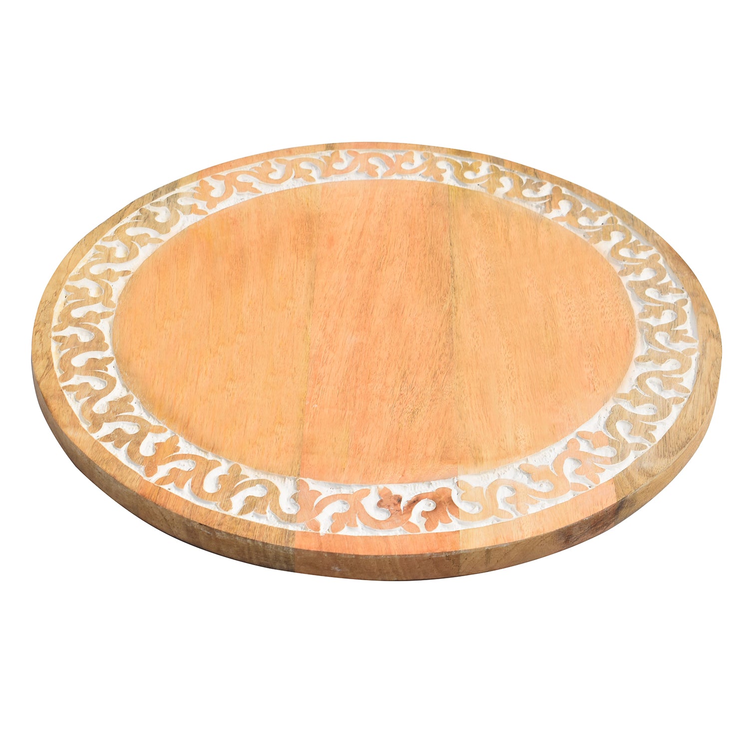 Wooden Detailed border white natural Lazy Susan