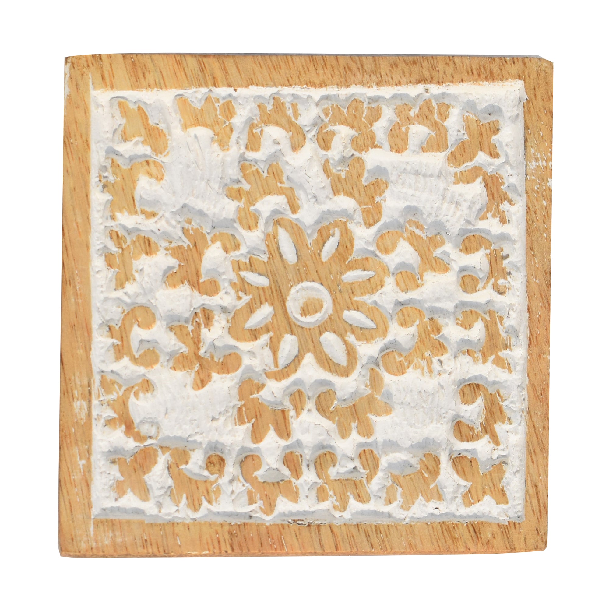 Floral Wooden Carved Coasters.