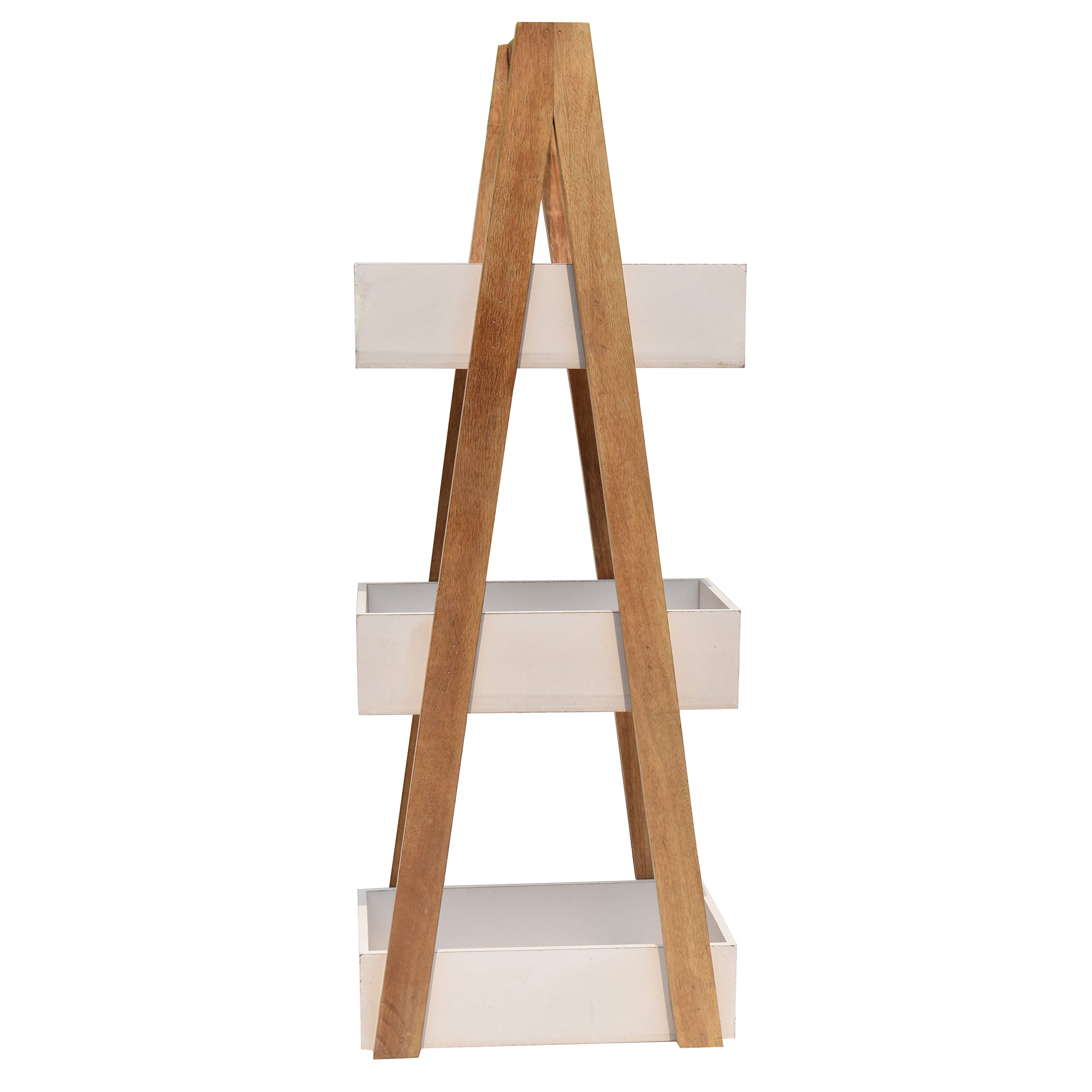 Triangular white 3 Tiers Wooden Storage Organizer Slim Rack Shelf