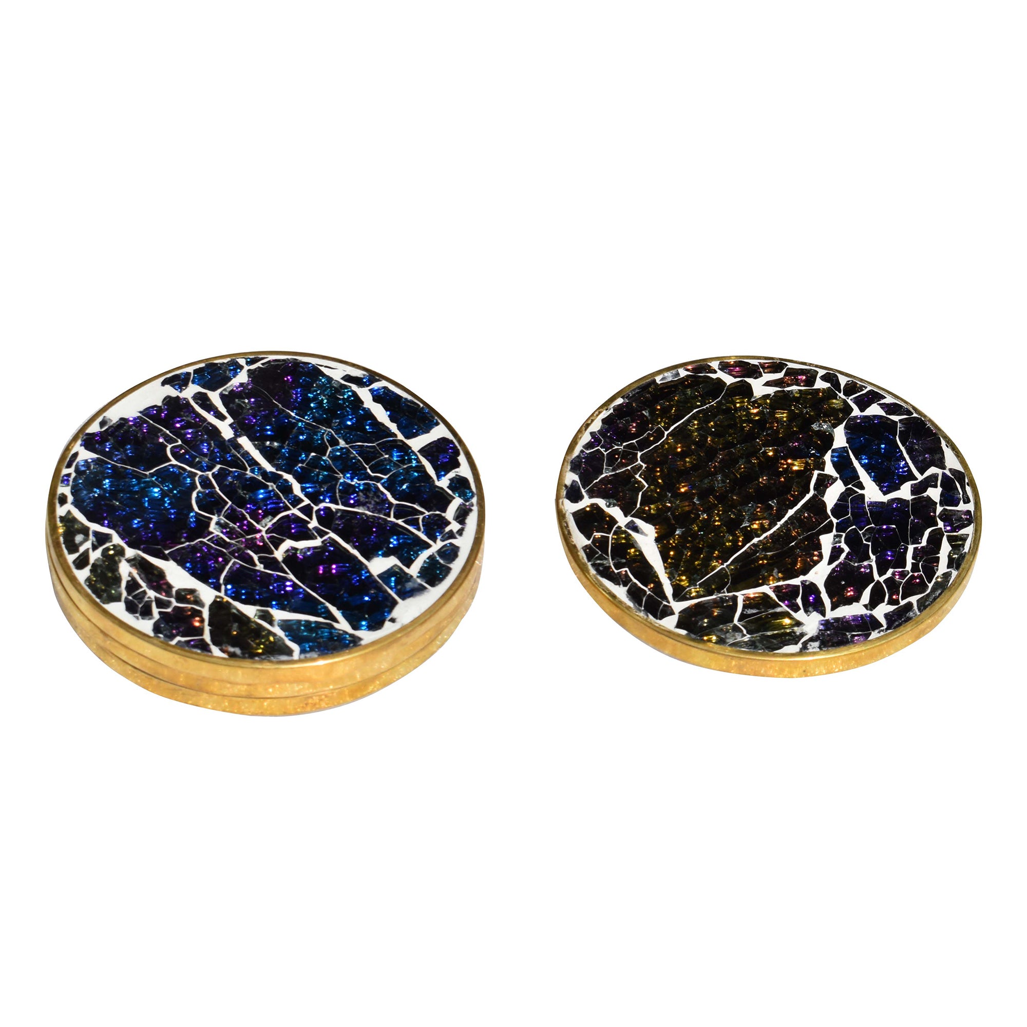 Mosaic Wooden Coaster(Blue Glass and Resin)