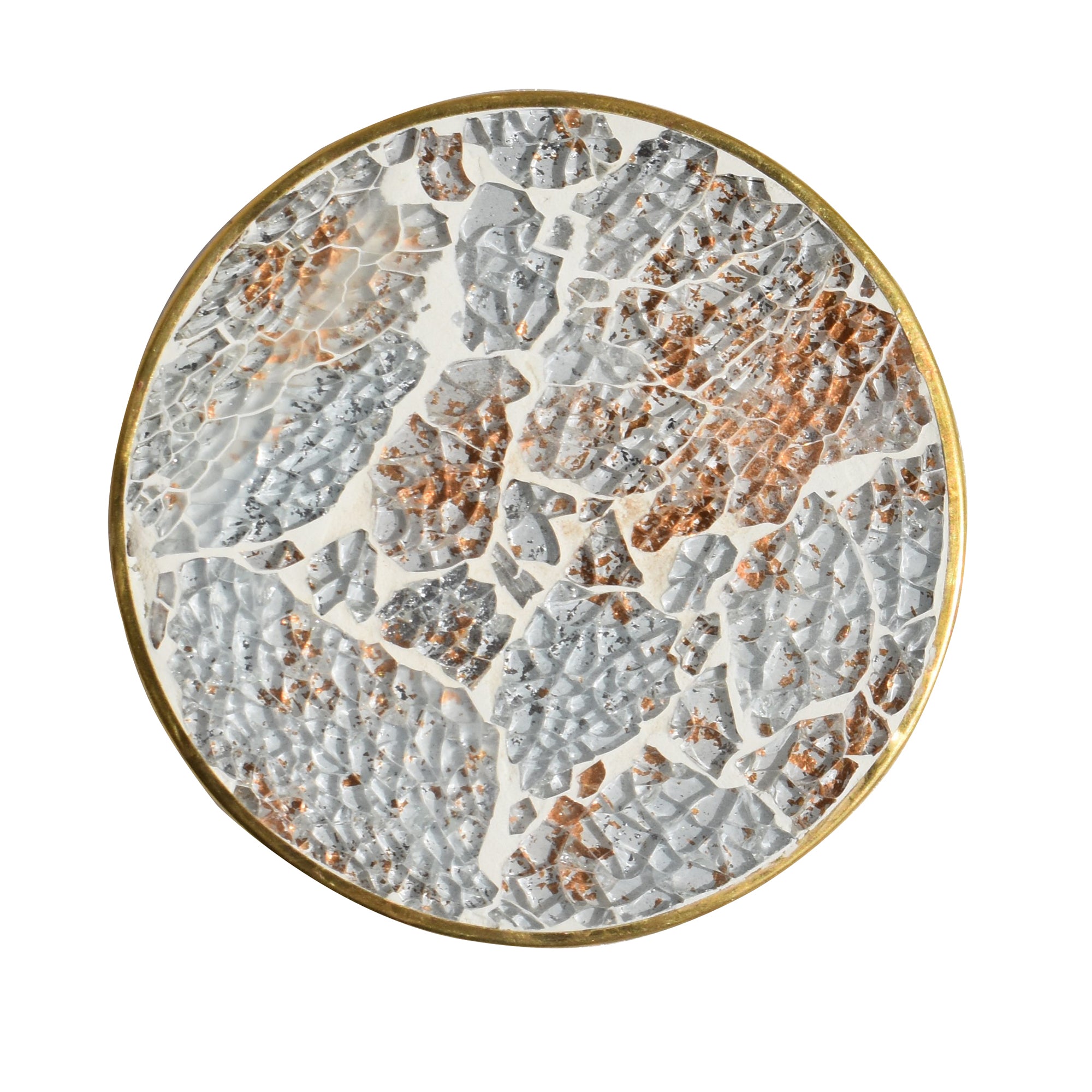 Mosaic Wooden Coaster (White and Gold Glass and Resin)