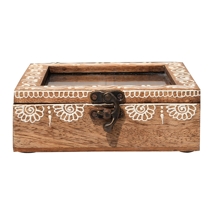 Handcrafted, Wooden Spice Box with Heena Painting (GD2300)