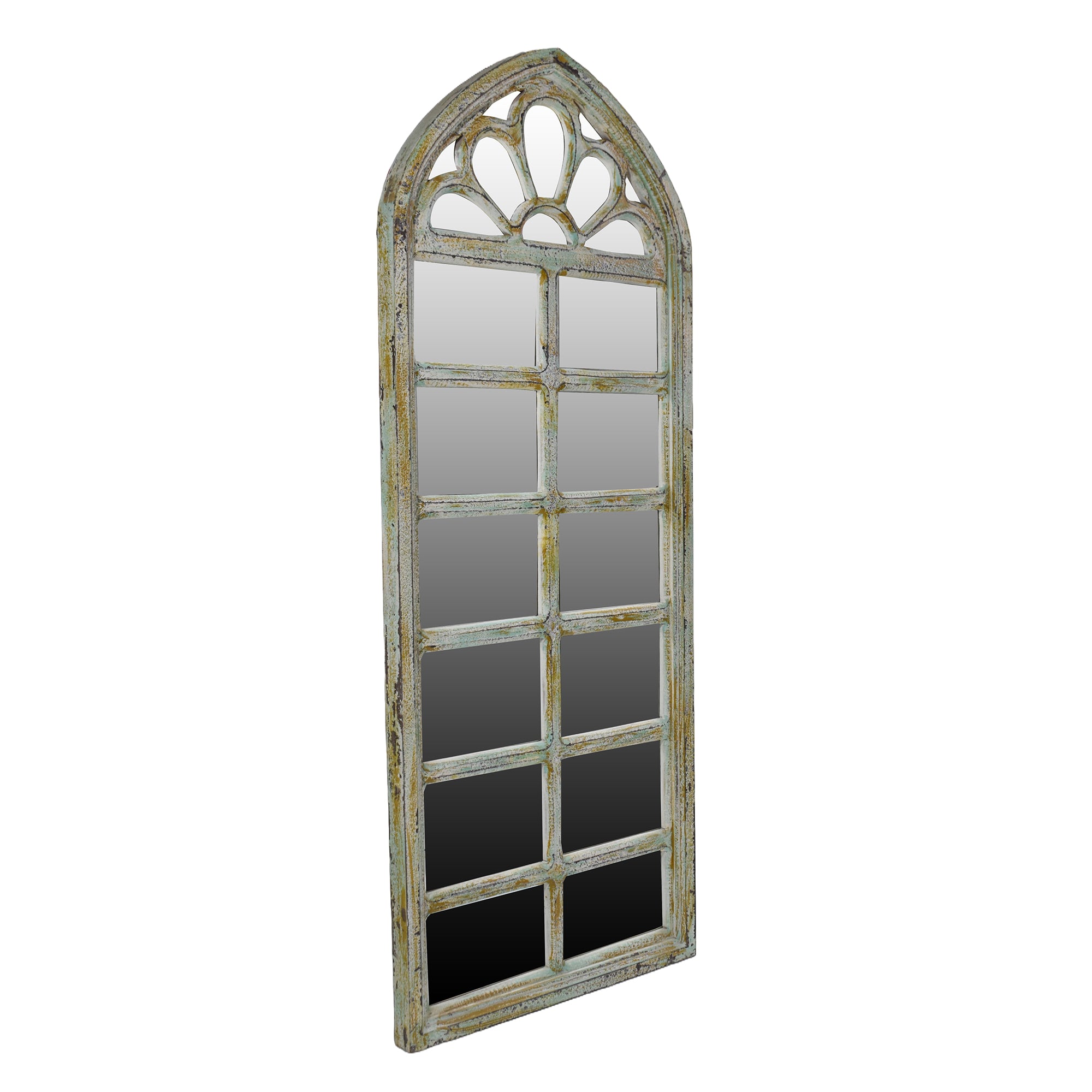 Crackle Finish Wall Panel Mirror 24x60 Inches | Handcrafted Wooden Frame | Elegant Home Decor