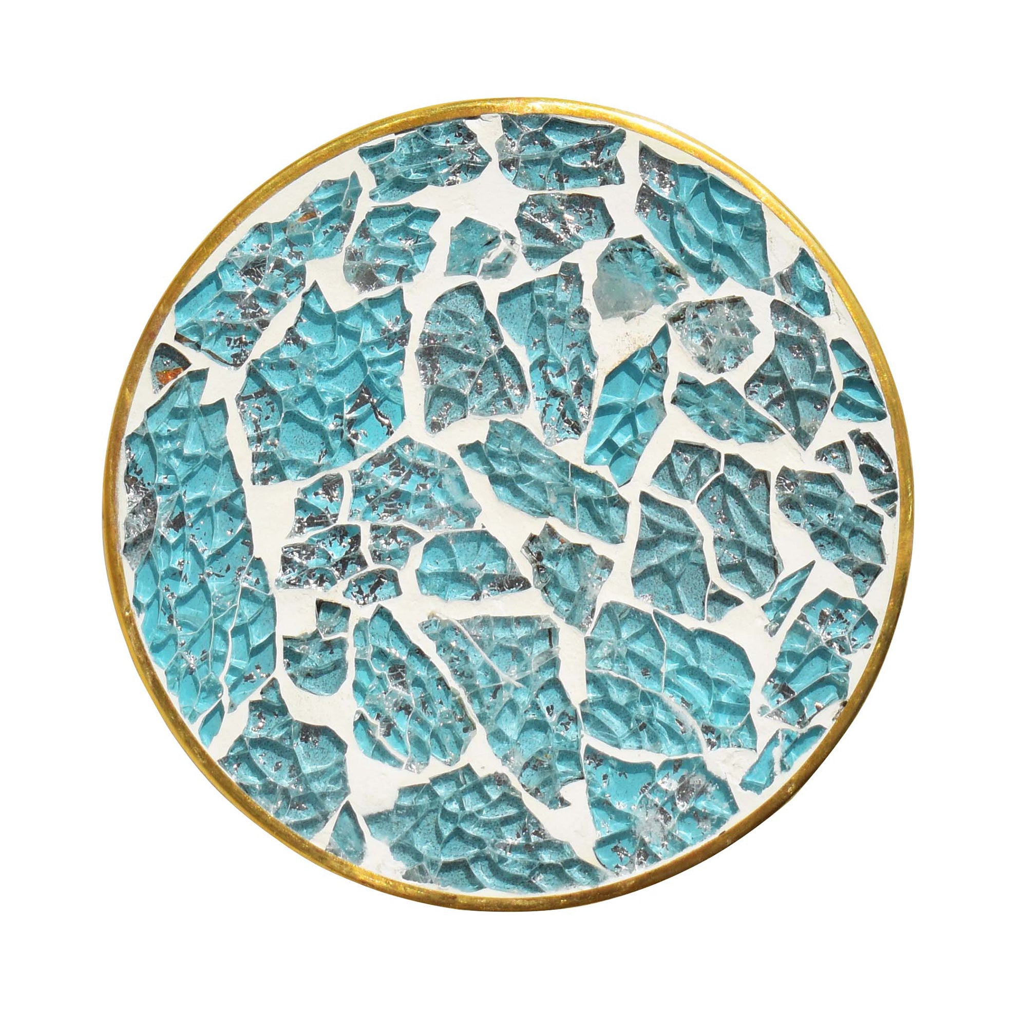 Mosaic Wooden Coaster(Turqoise Glass and Resin)