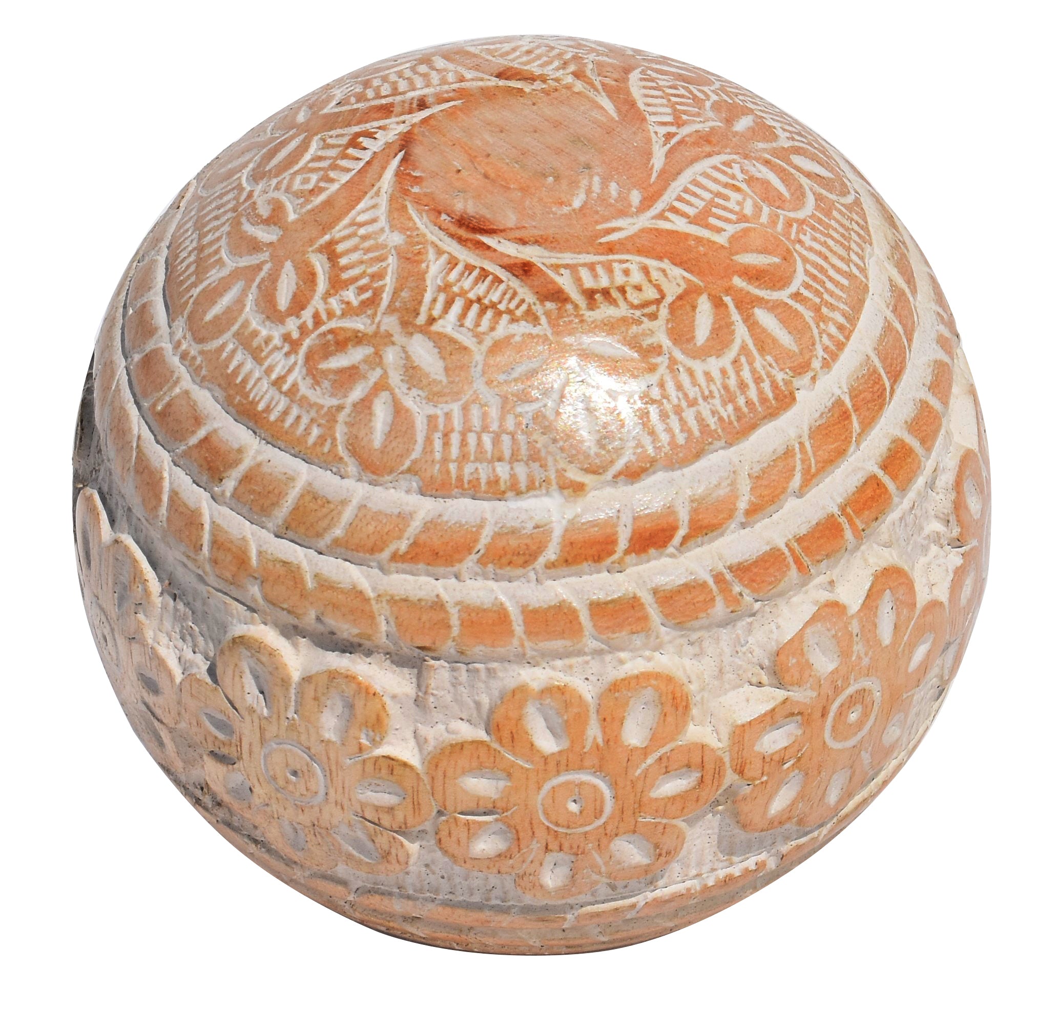White Antique Mango Wooden Orbs | 10x10 CM | Decorative Gift